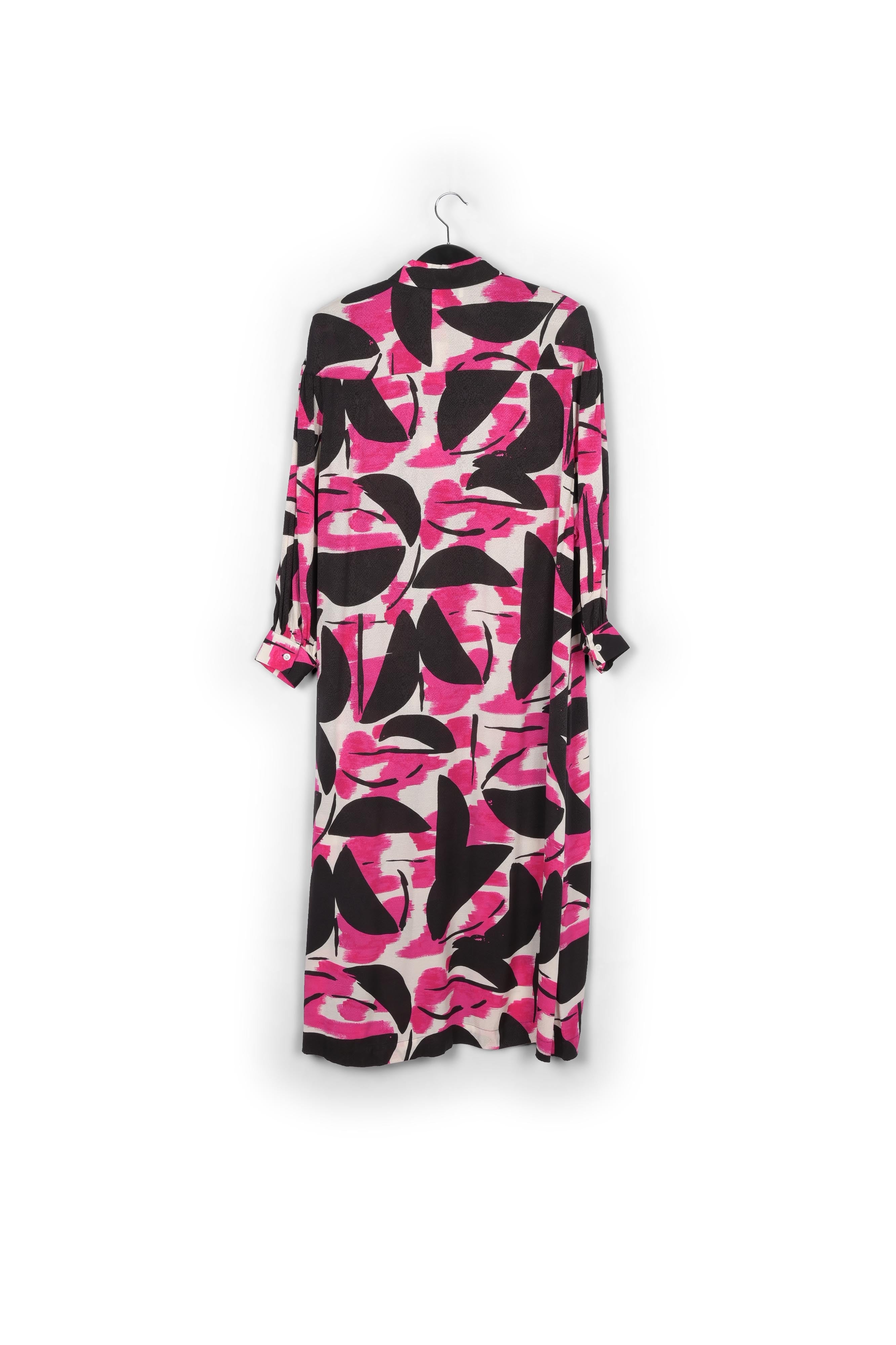 Fuchsia, black and white abstract print midi dress RE—SSENTIEL | Essentiel second hand