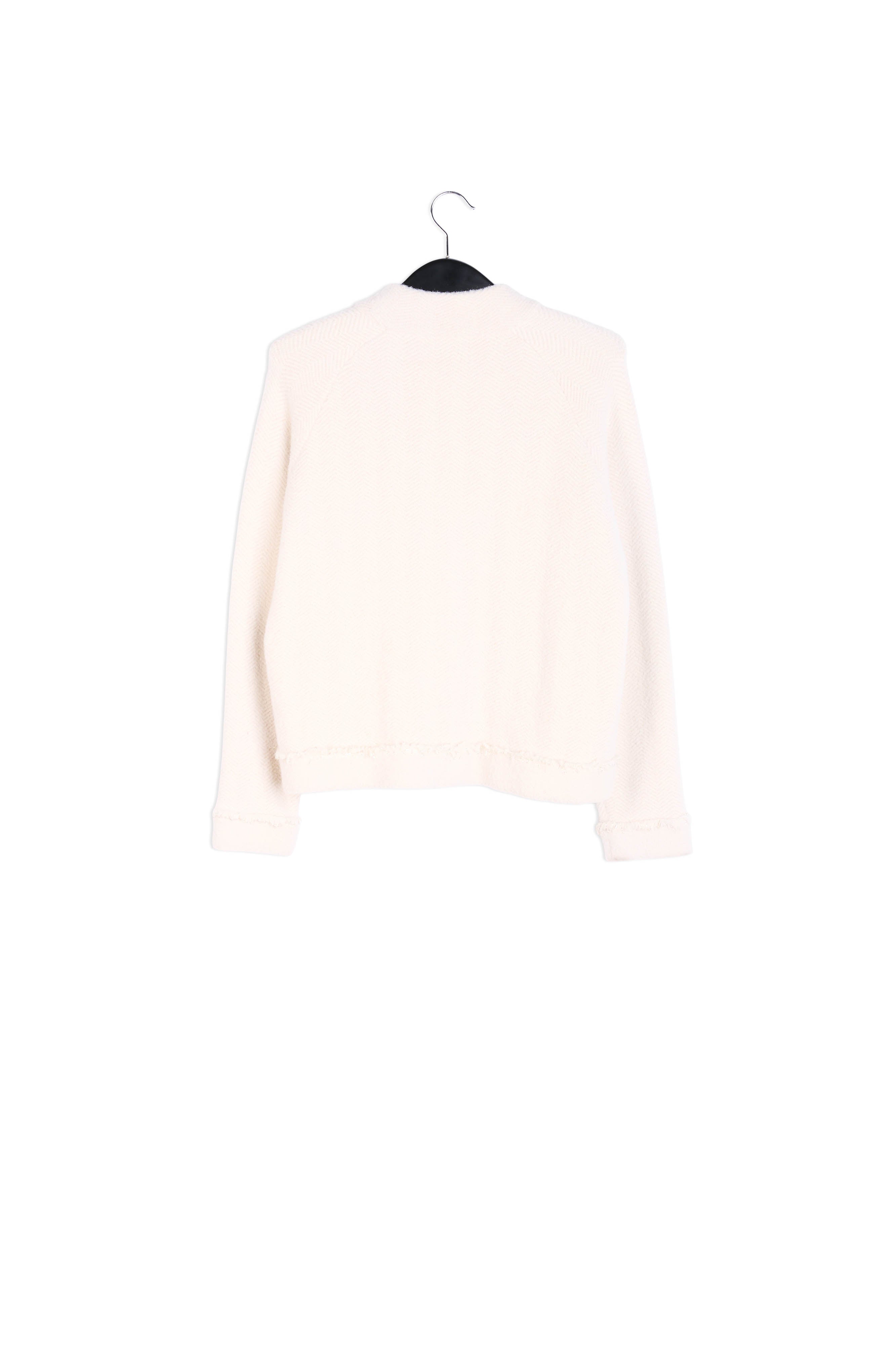 Off-white knitted short jacket with lurex details RE—SSENTIEL | Essentiel second hand