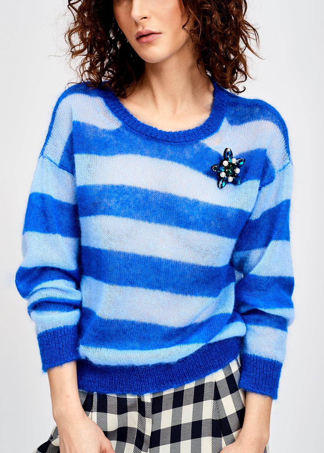 Blue striped light knit sweater RE—SSENTIEL | Essentiel second hand