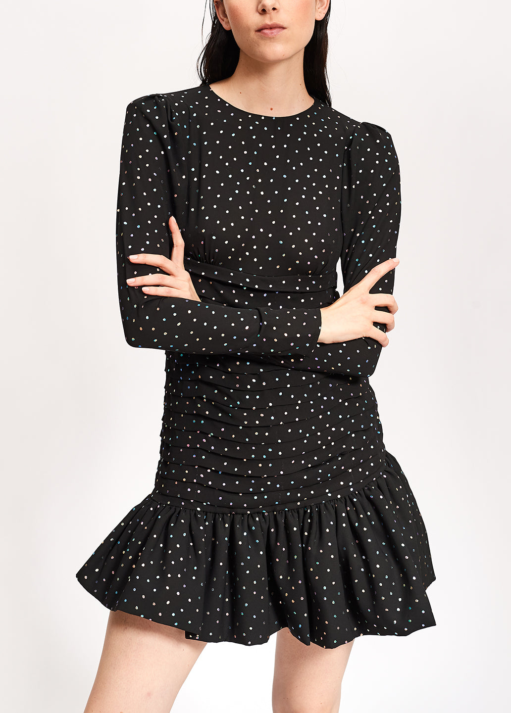 Mini robe noire à pois holographiques RE—SSENTIEL | Essentiel second hand