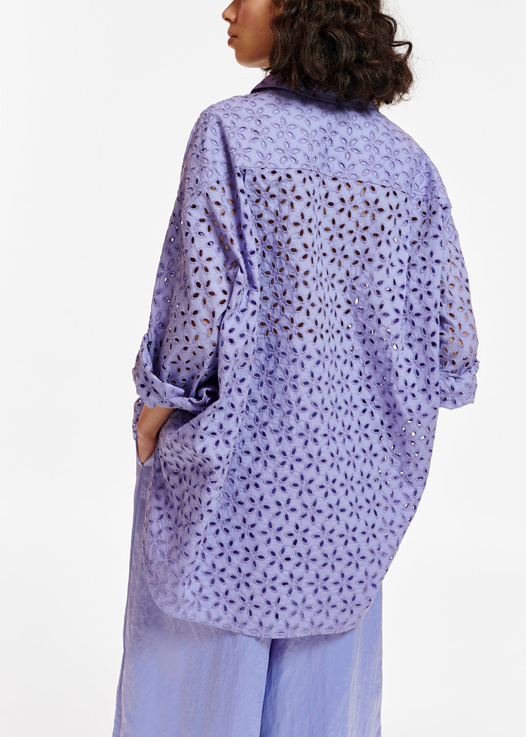 Blue broderie anglaise cotton shirt RE—SSENTIEL | Essentiel second hand
