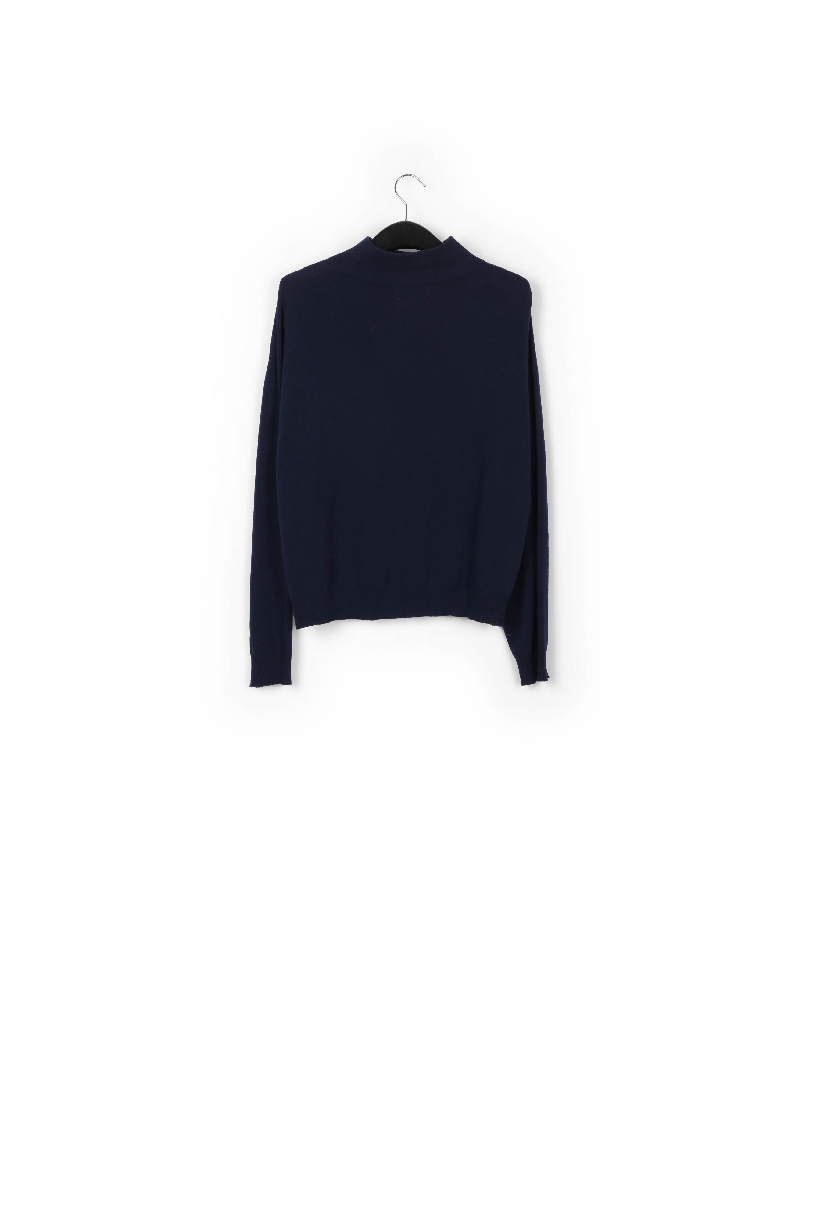 Pull à col roulé bleu foncé en mélange de mérinos RE—SSENTIEL | Essentiel second hand