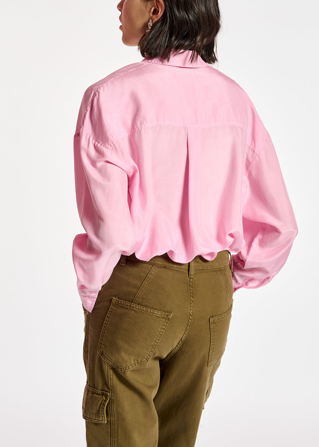 Light pink relaxed-fit silk shirt RE—SSENTIEL | Essentiel second hand