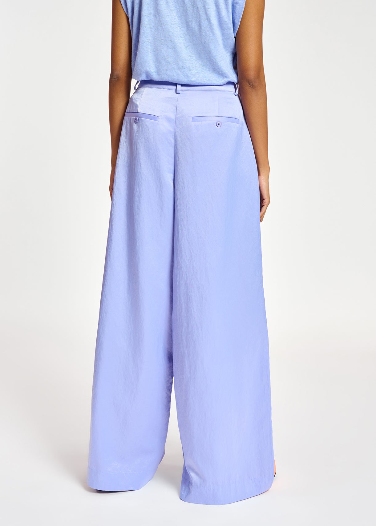 Blue wide-leg satin pants RE—SSENTIEL | Essentiel second hand