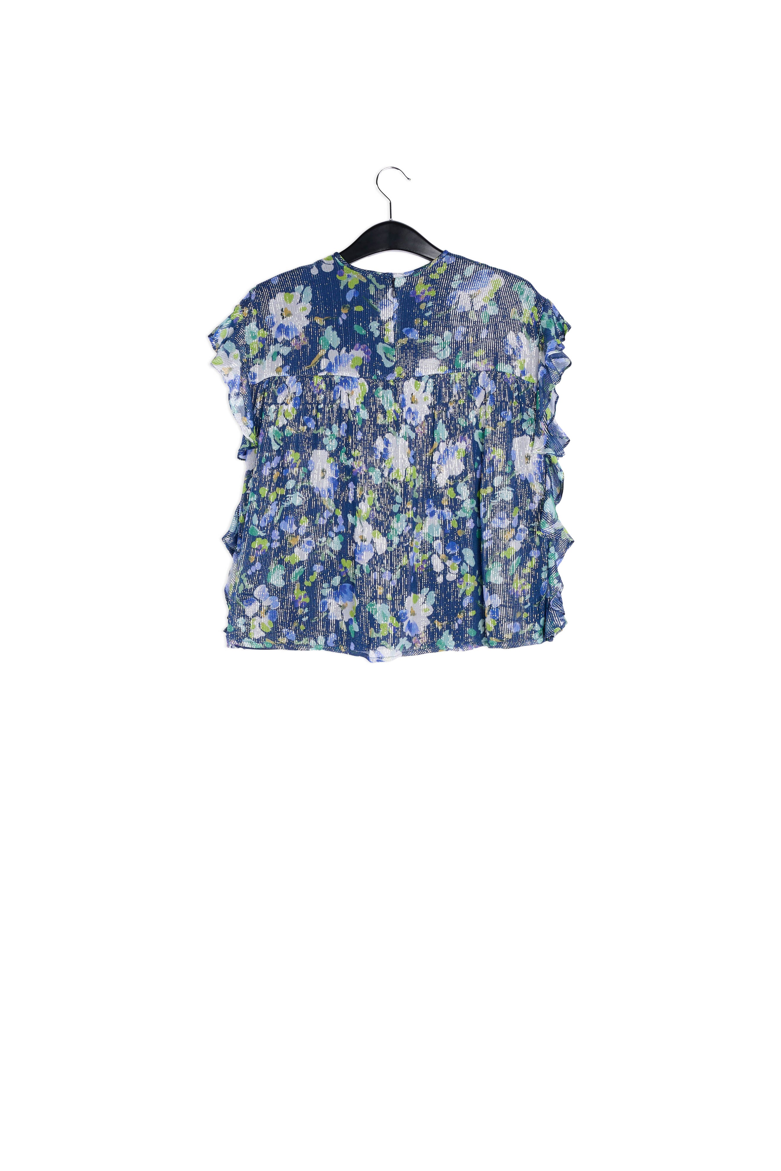 Top bleu foncé à imprimé floral RE—SSENTIEL | Essentiel second hand