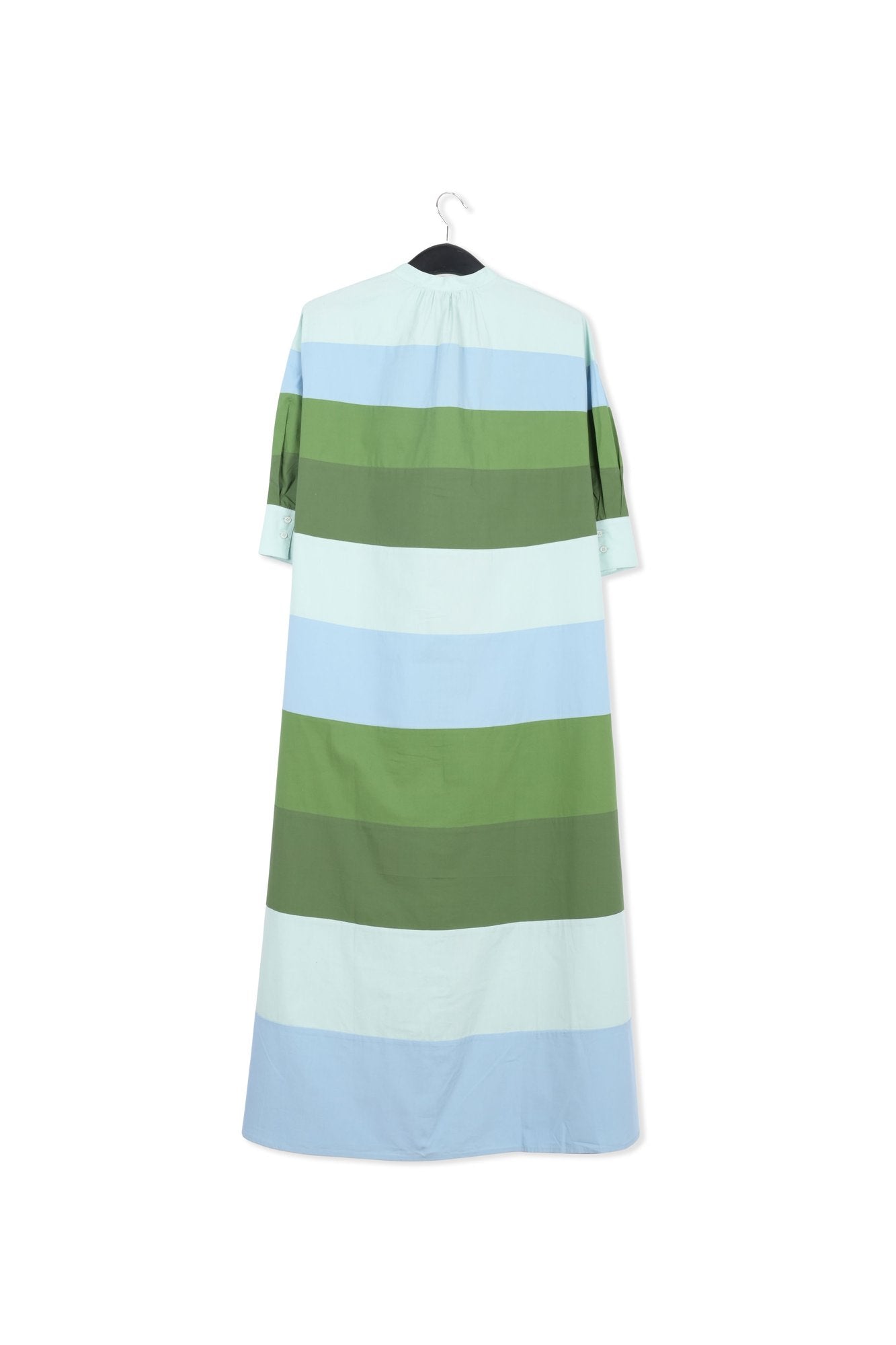 Robe maxi en coton bleu clair, bleue et verte RE—SSENTIEL | Essentiel second hand