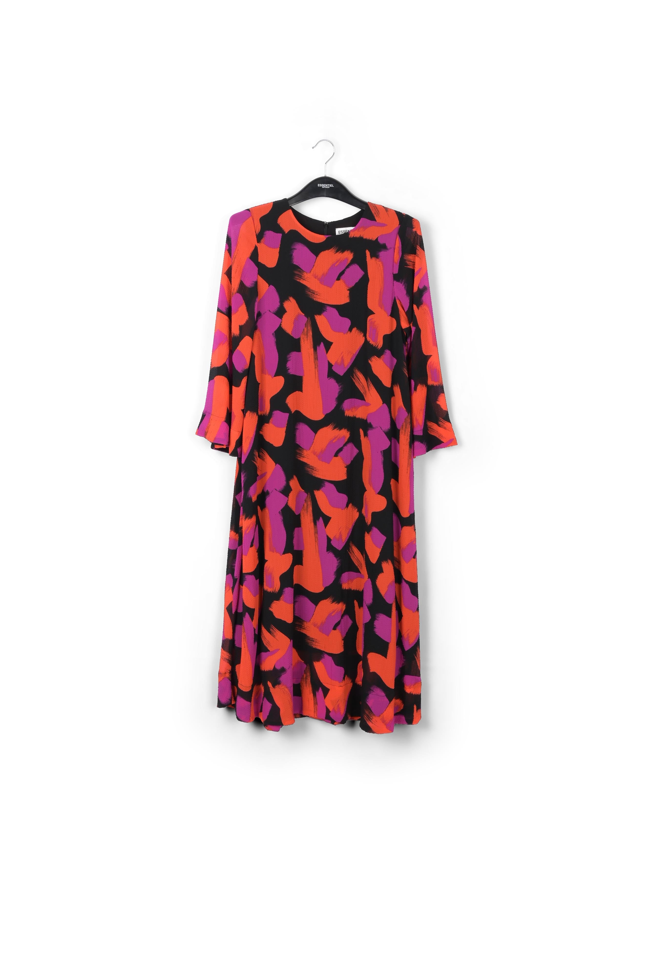 Robe maxi à imprimé abstrait noir, orange et pourpre RE—SSENTIEL | Essentiel second hand