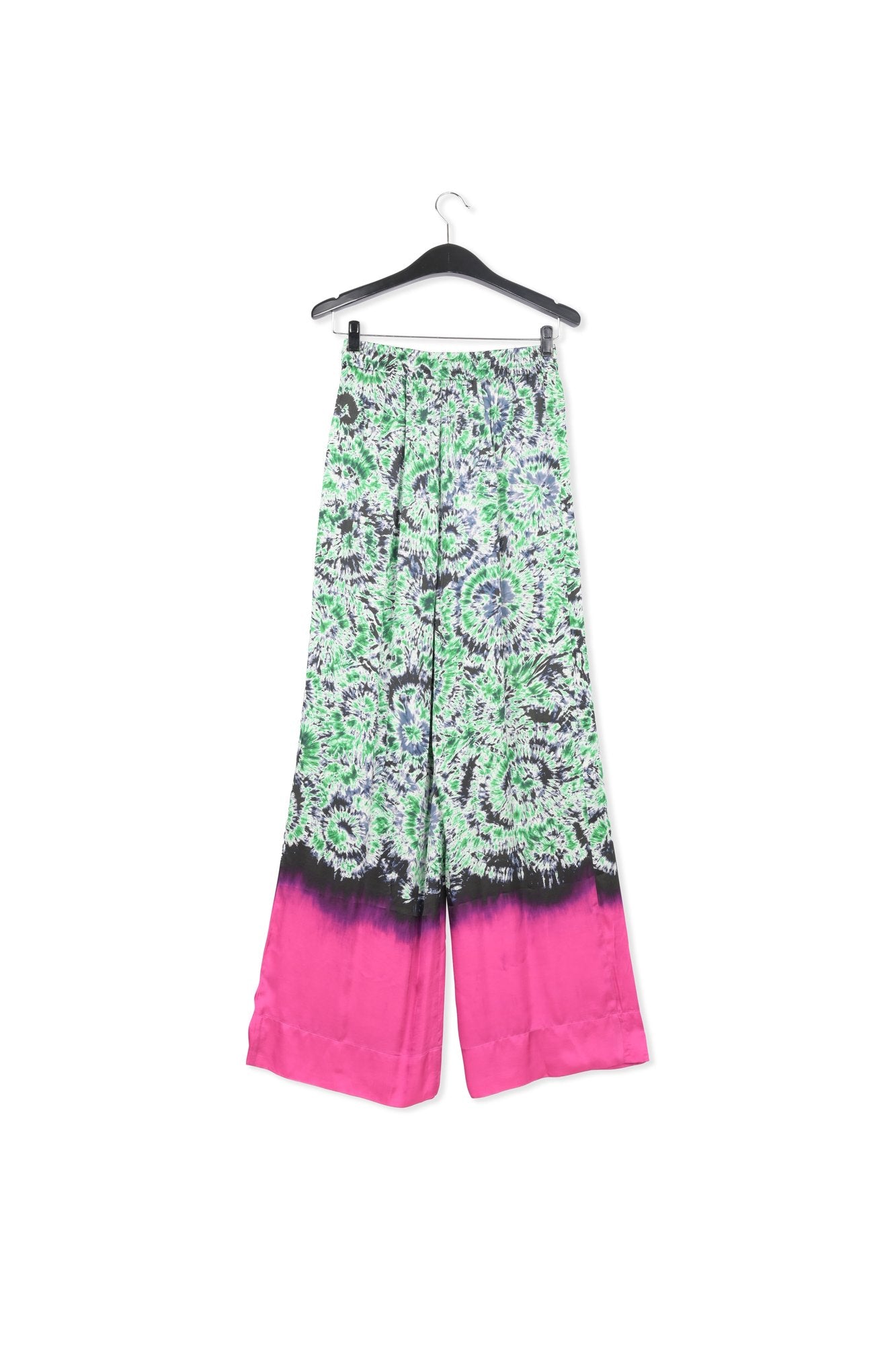 Green and navy blue abstract-print wide-leg pants with dip-dyed effect RE—SSENTIEL | Essentiel second hand