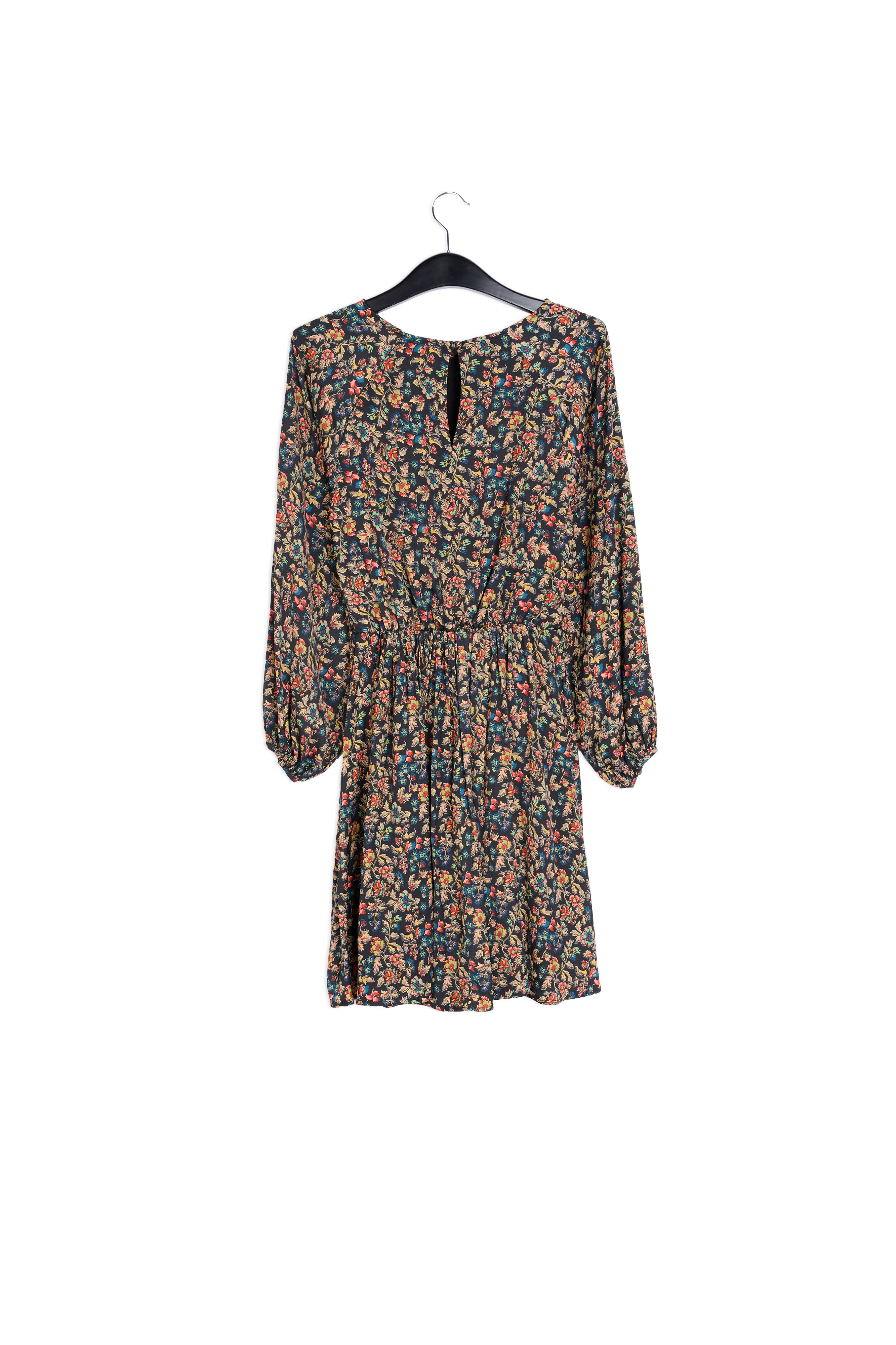 Roze gebloemde mini jurk met lange mouwen RE—SSENTIEL | Essentiel second hand