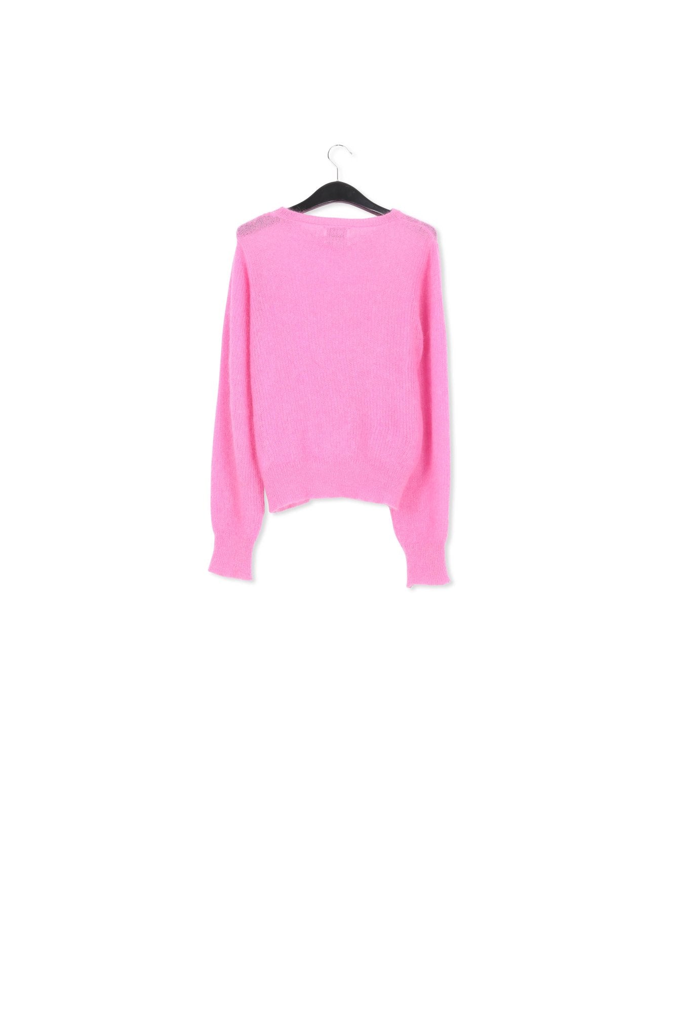 Neon pink mohair-blend knit sweater with puffed shoulders RE—SSENTIEL | Essentiel second hand