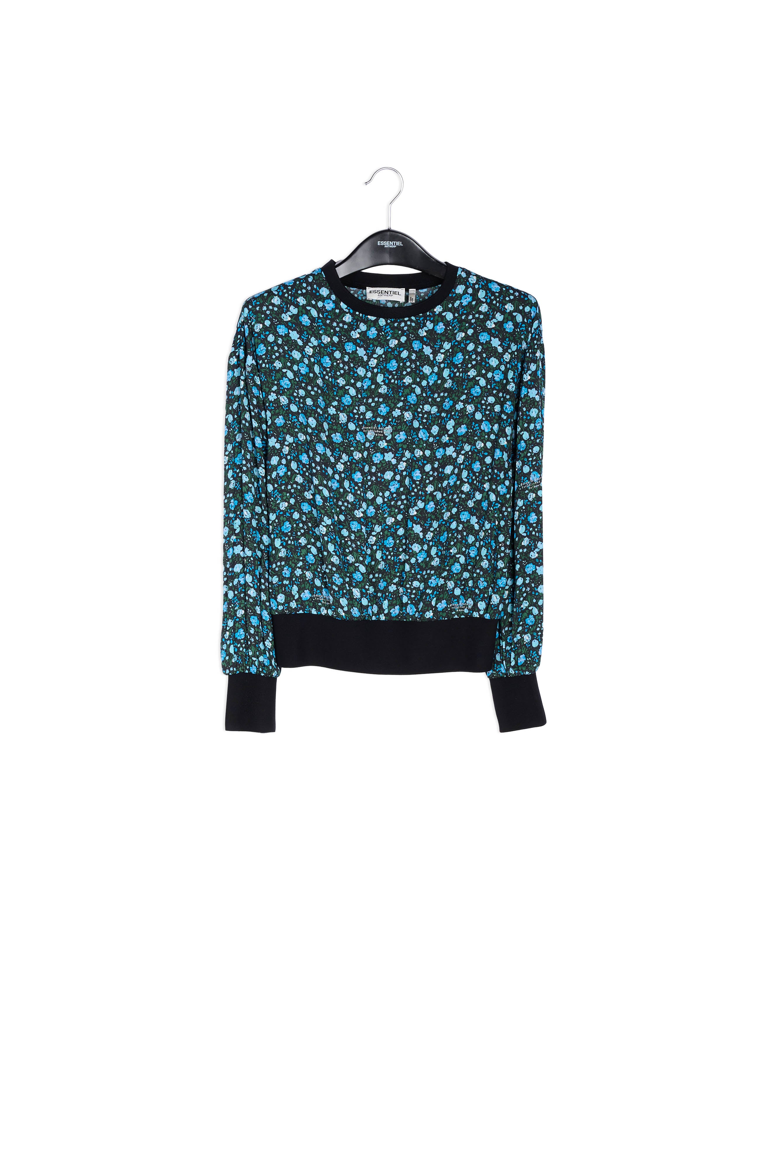 Top met blauwe en turquoise bloemenprint RE—SSENTIEL | Essentiel second hand