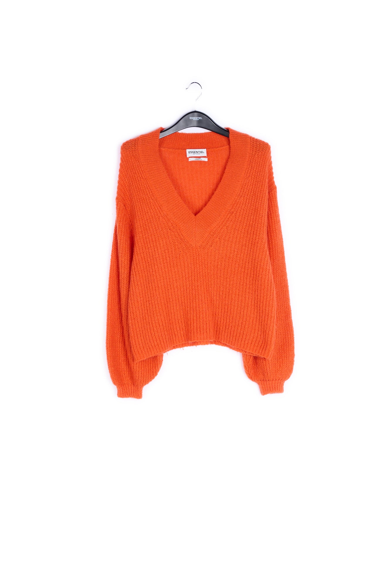 Orange ribbed-knit V-neck sweater RE—SSENTIEL | Essentiel second hand