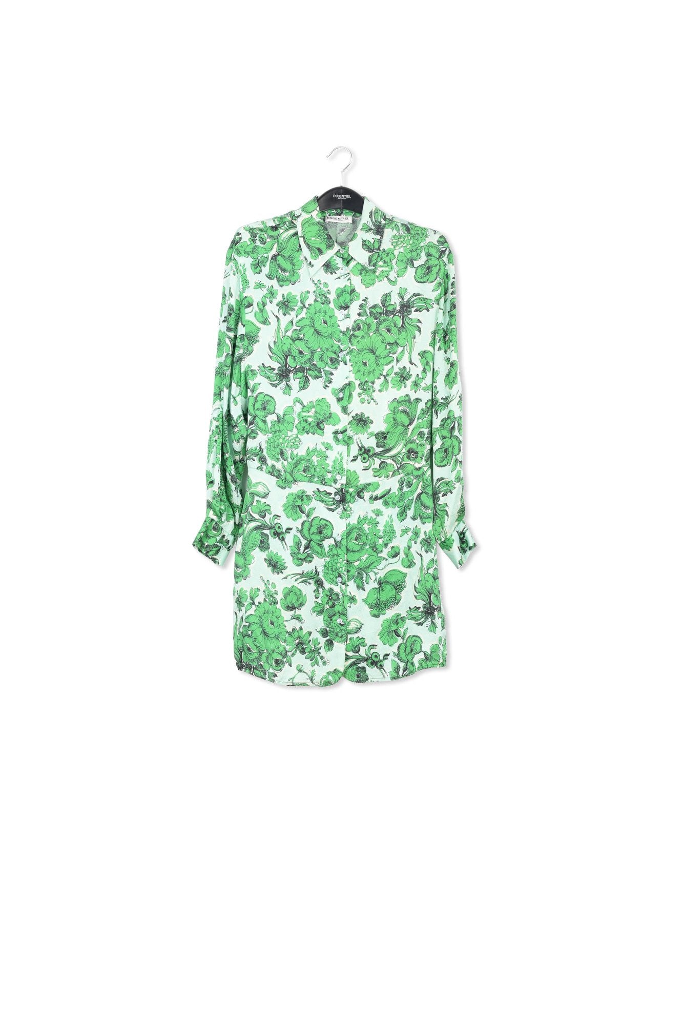Light blue and green floral silk mini dress RE—SSENTIEL | Essentiel second hand