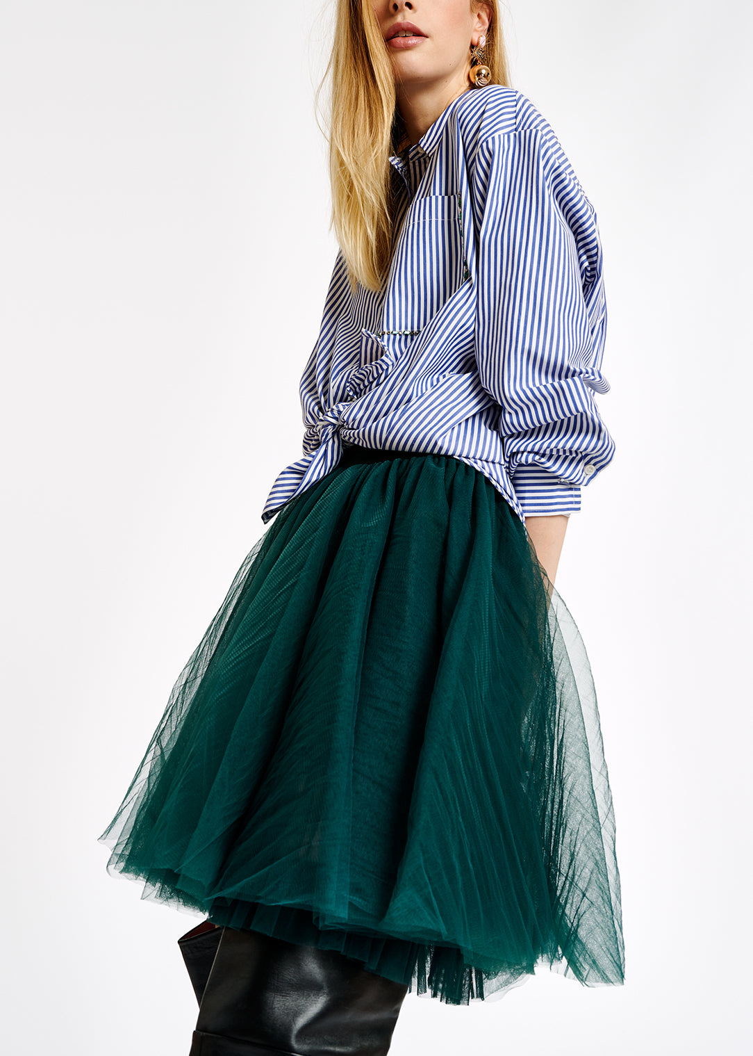 Blue and white striped shirt with rhinestone-embellishment RE—SSENTIEL | Essentiel second hand