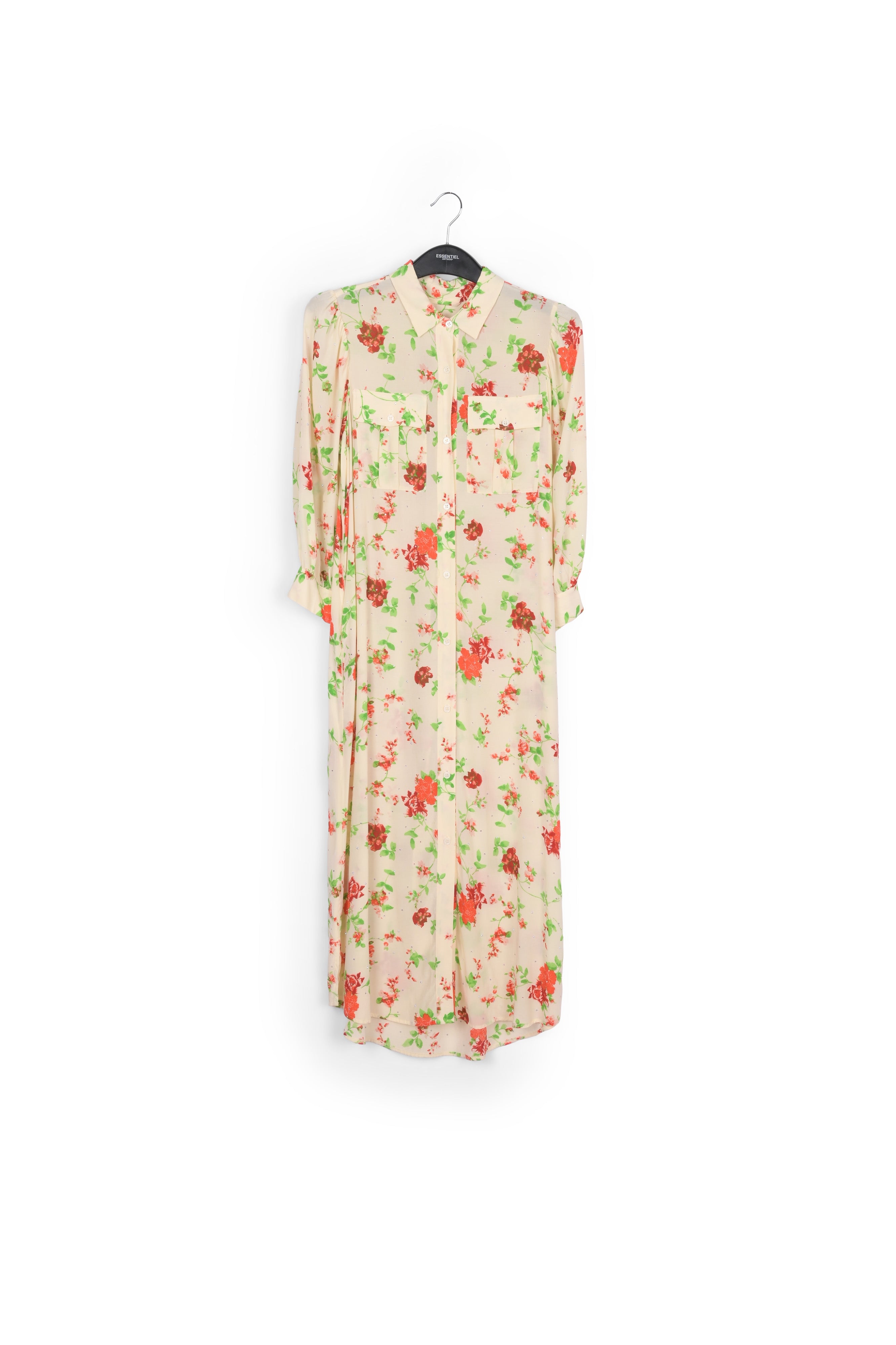Off-white floral print shirt dress RE—SSENTIEL | Essentiel second hand