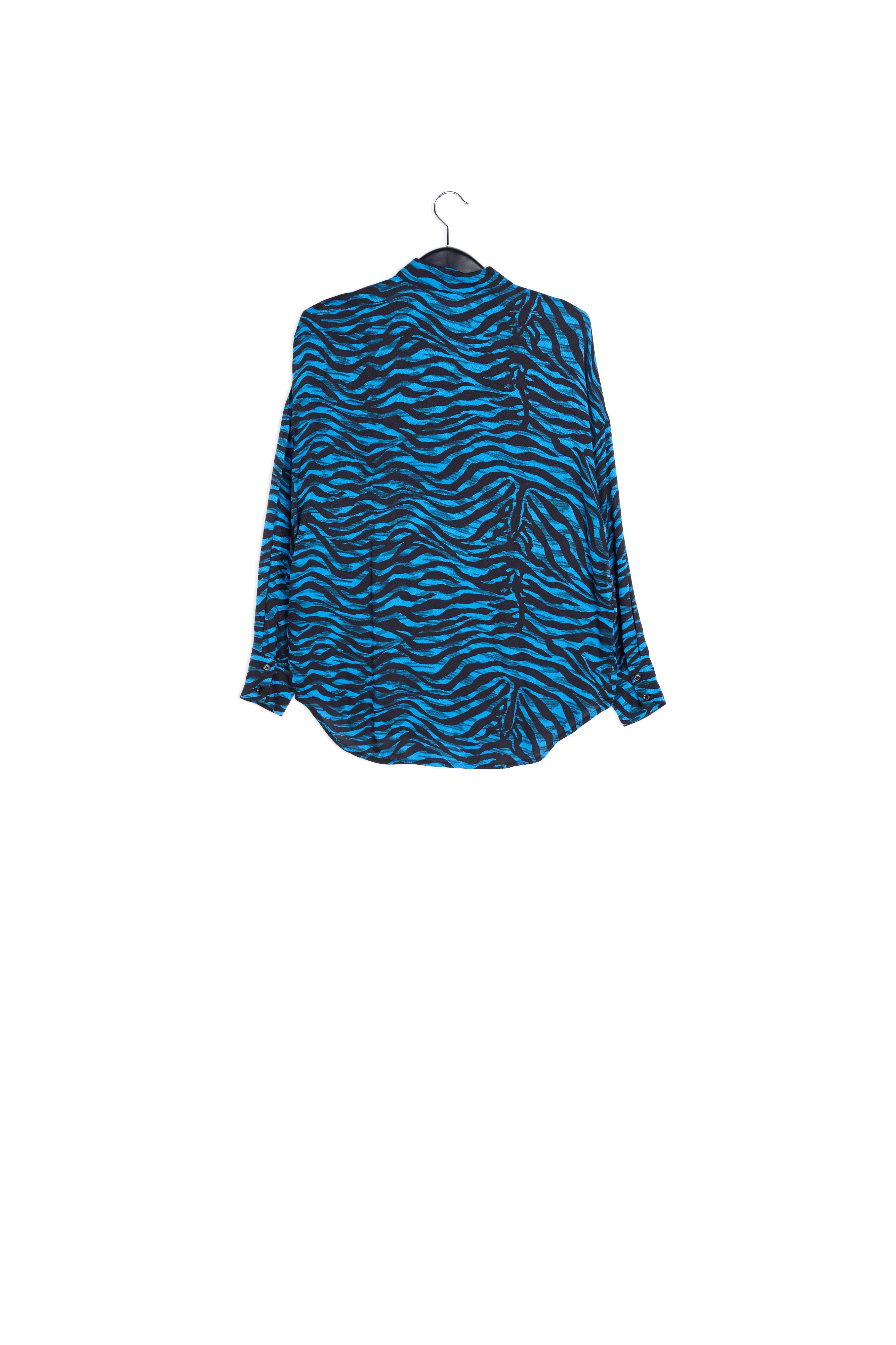 Turquoise and black zebra print oversized shirt RE—SSENTIEL | Essentiel second hand