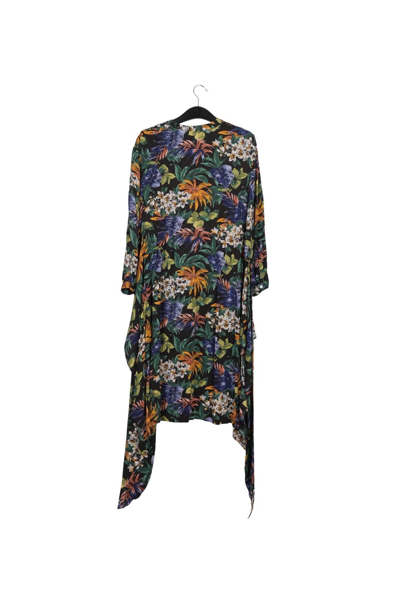 Blue, green and orange floral-print midi dress RE—SSENTIEL | Essentiel second hand