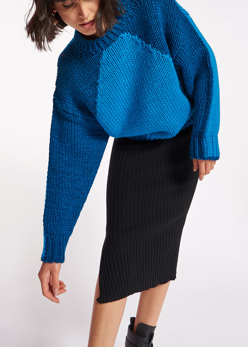 Blue and dark blue chunky knit sweater RE—SSENTIEL | Essentiel second hand