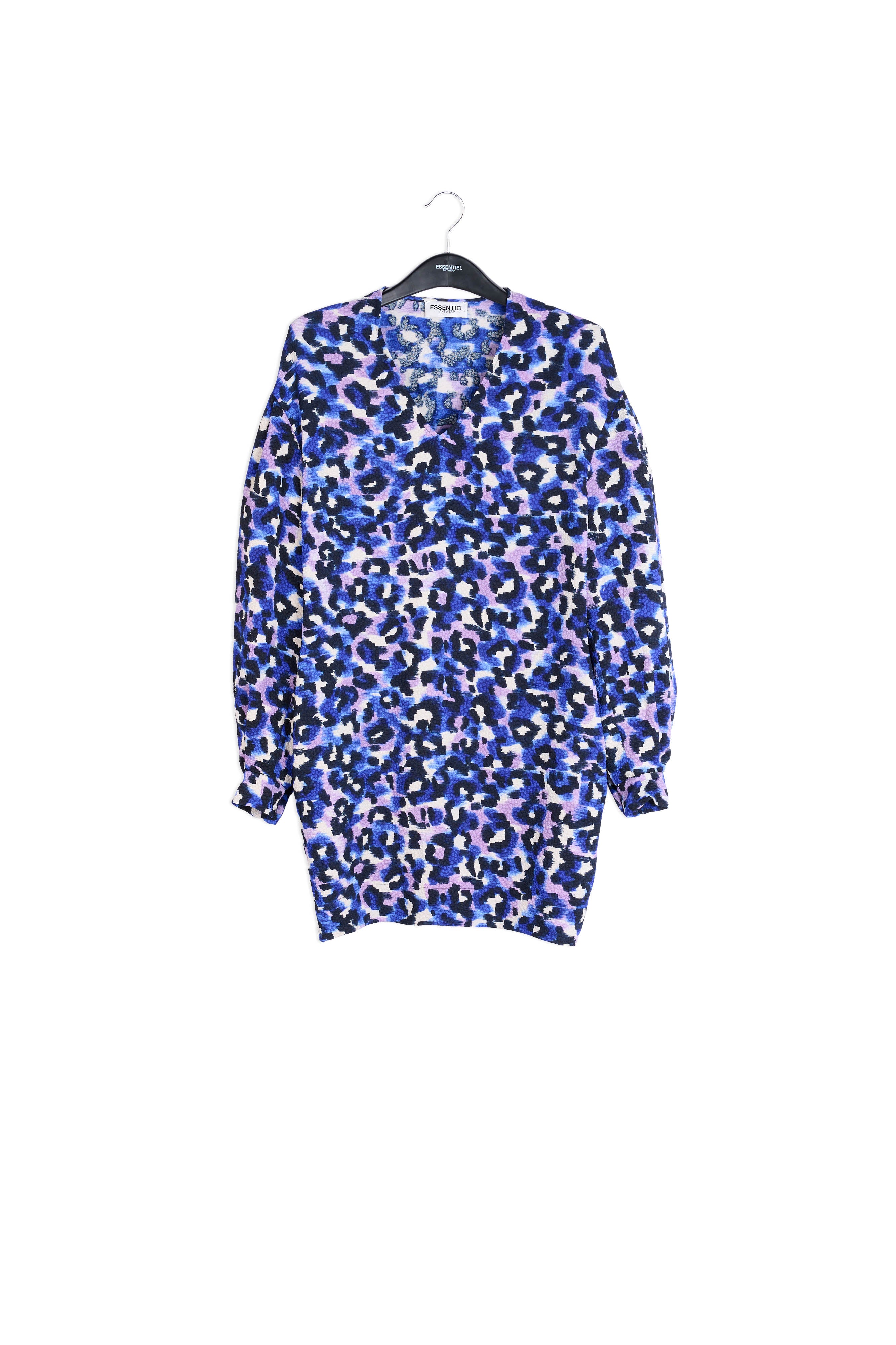 Blue and lilac leopard print mini dress RE—SSENTIEL | Essentiel second hand