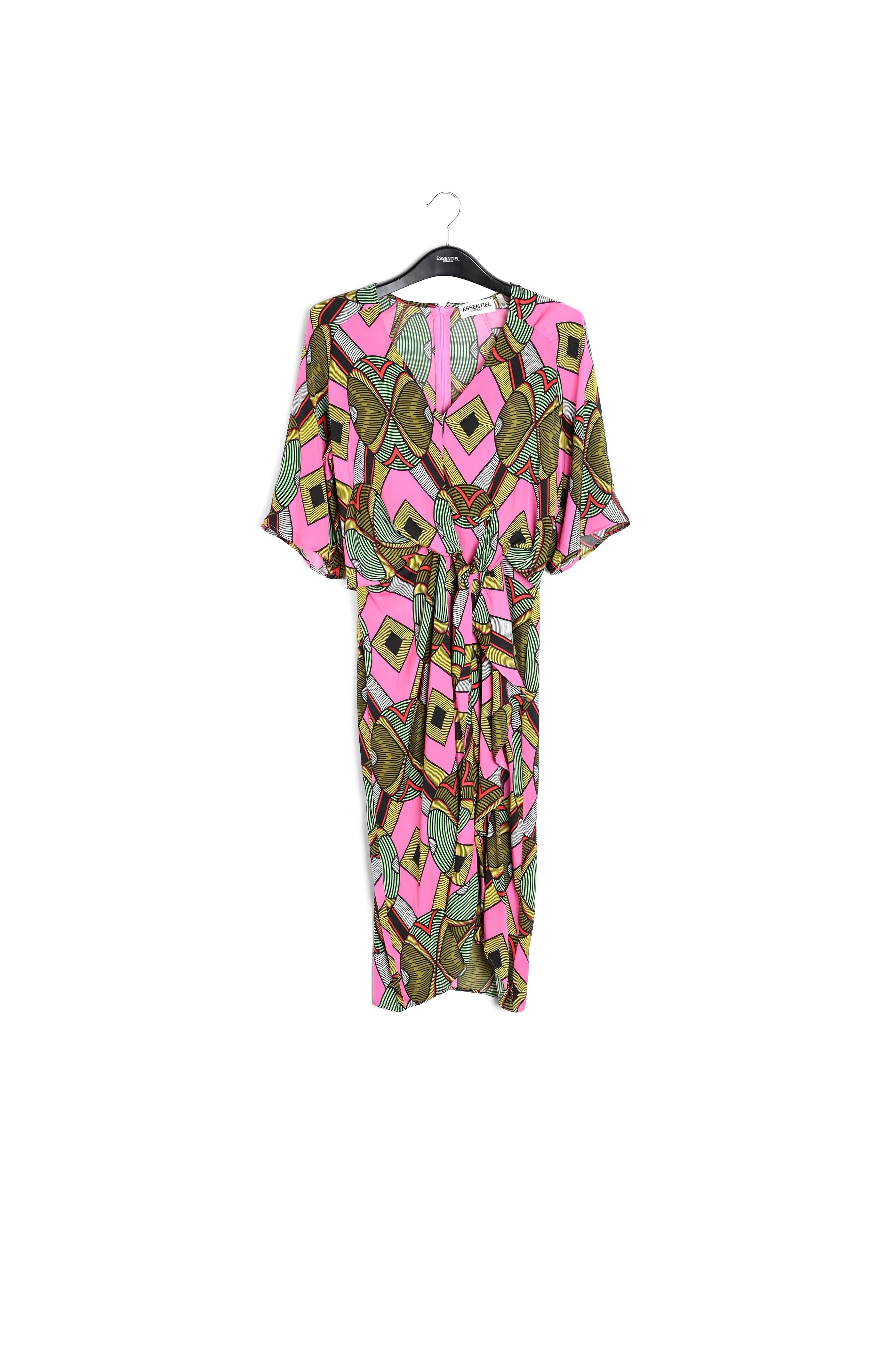 Kleurrijke midi-jurk met grafische print RE—SSENTIEL | Essentiel second hand