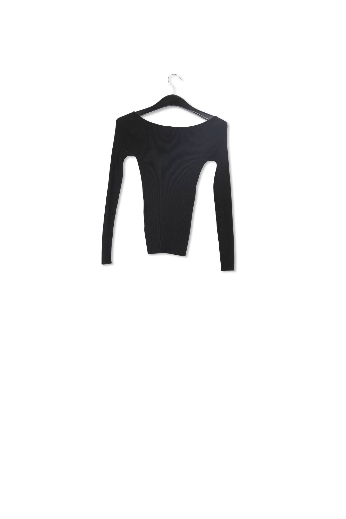 Black slim-fit off-the-shoulder knit sweater RE—SSENTIEL | Essentiel second hand