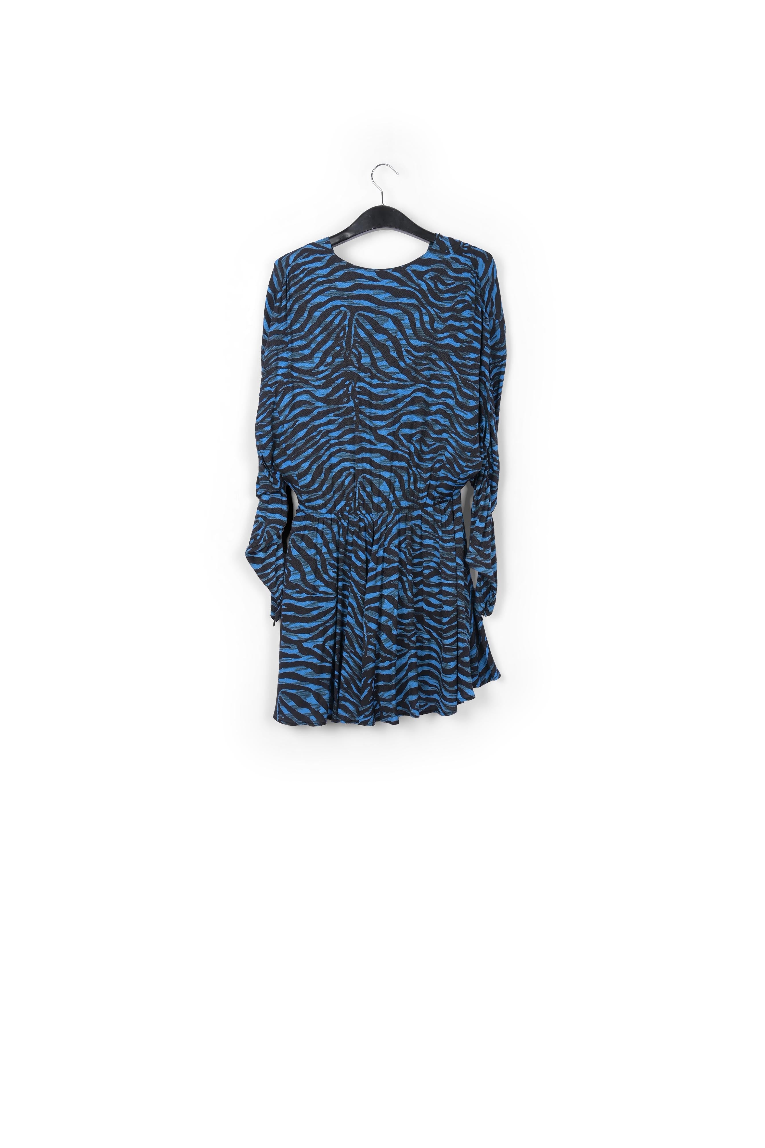 Mini-robe volumineuse zébrée turquoise et noir RE—SSENTIEL | Essentiel second hand