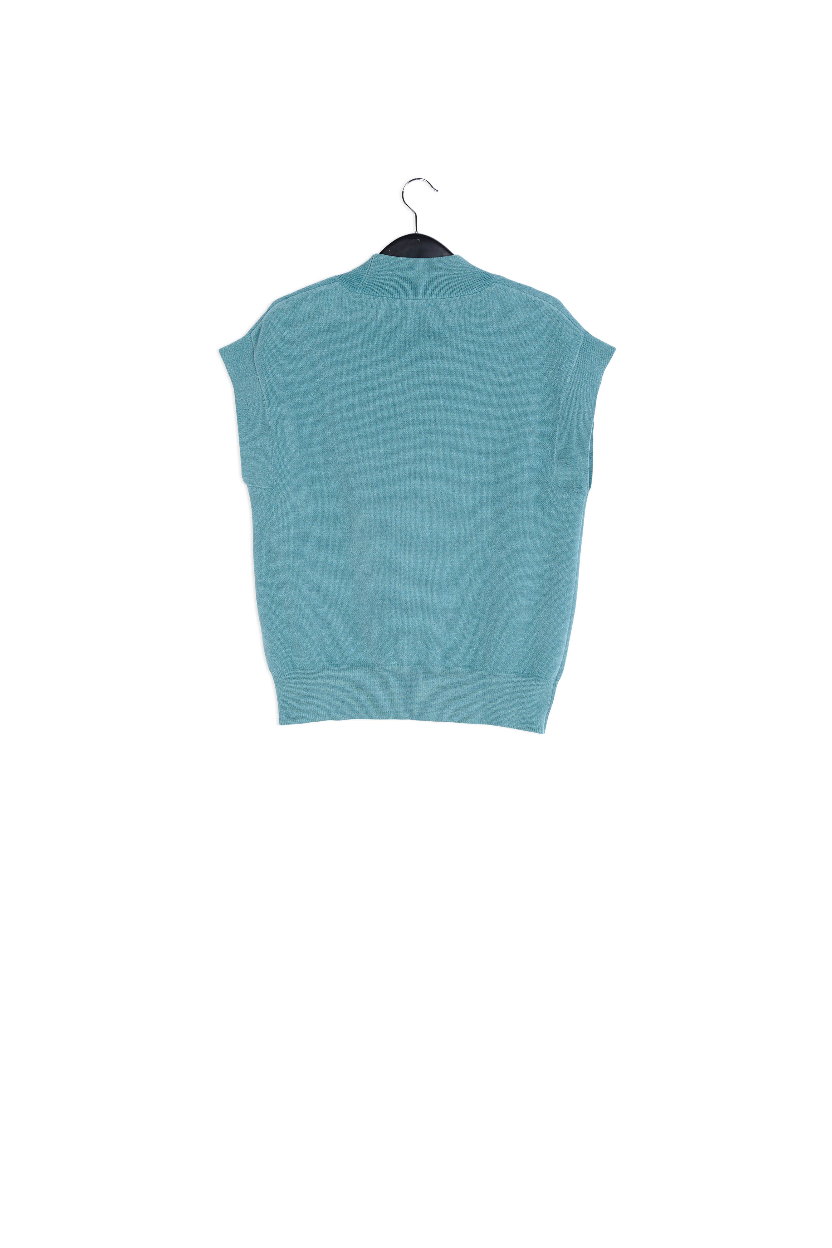 Blue V-neck short-sleeved sweater RE—SSENTIEL | Essentiel second hand