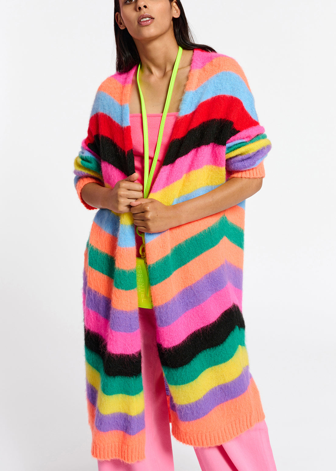 Multicolor striped midi-length cardigan RE—SSENTIEL | Essentiel second hand