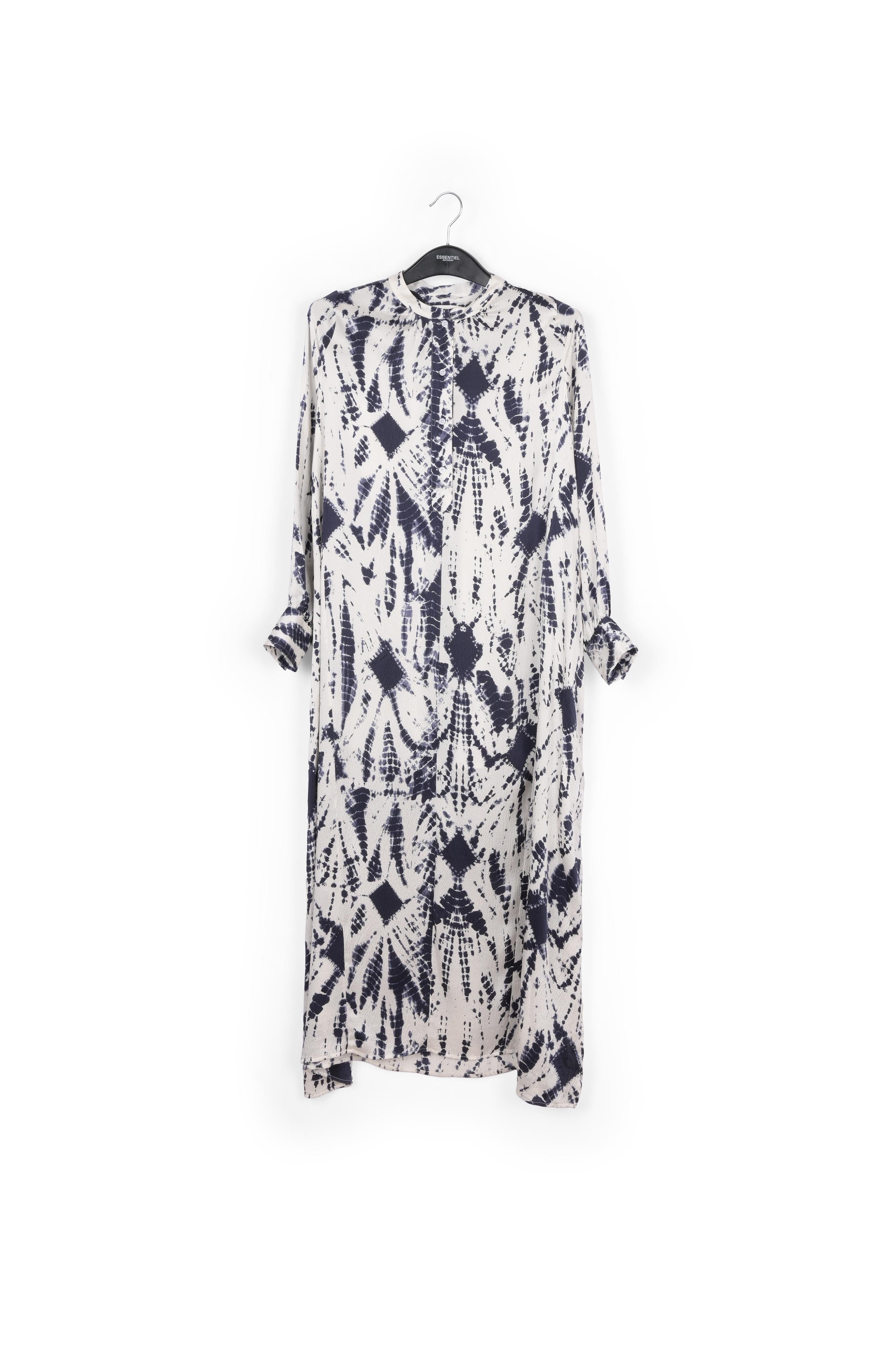 Off-white and red tie-dyed silk shirt dress RE—SSENTIEL | Essentiel second hand