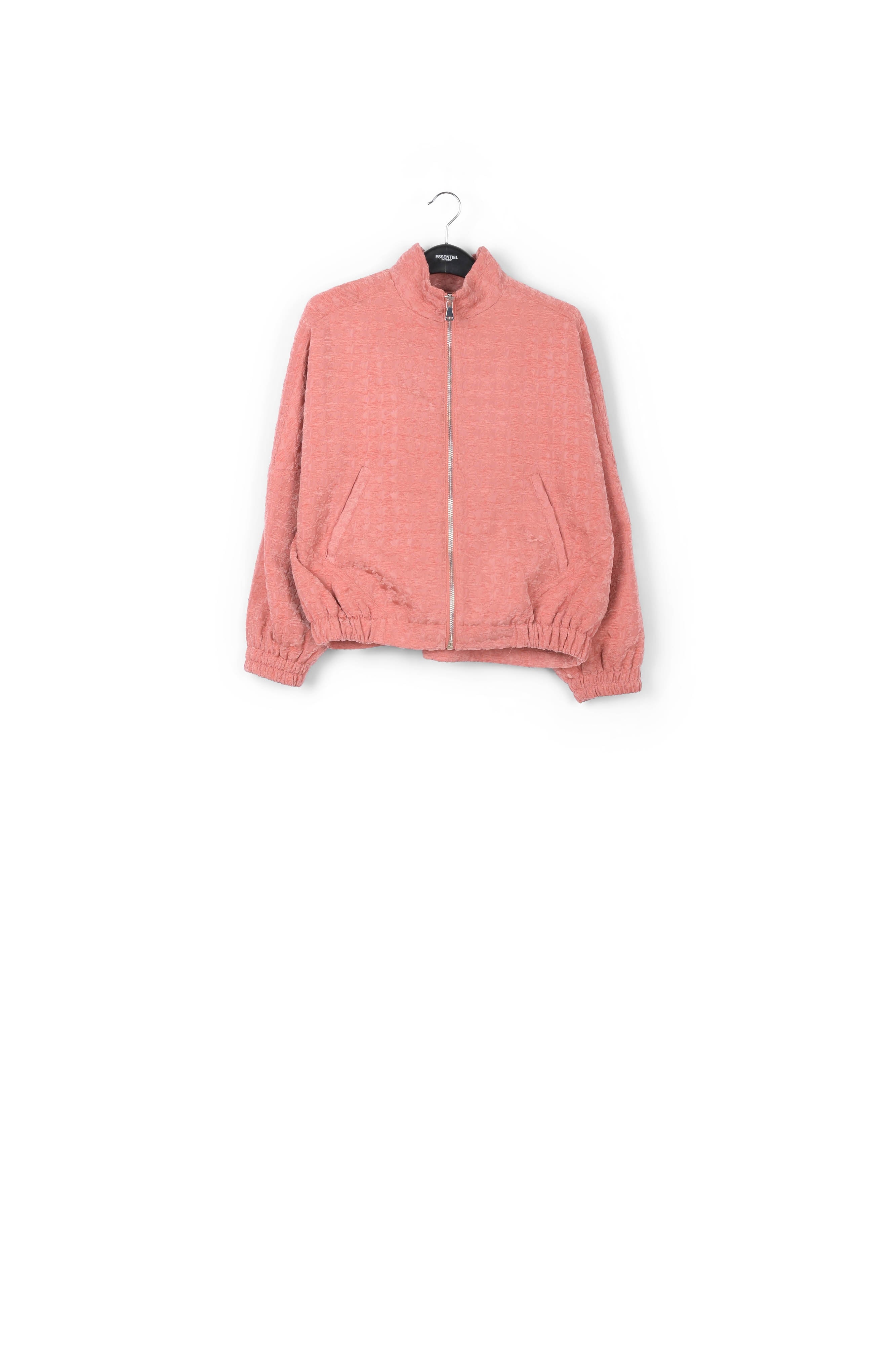 Pink houndstooth jacquard bomber jacket RE—SSENTIEL | Essentiel second hand