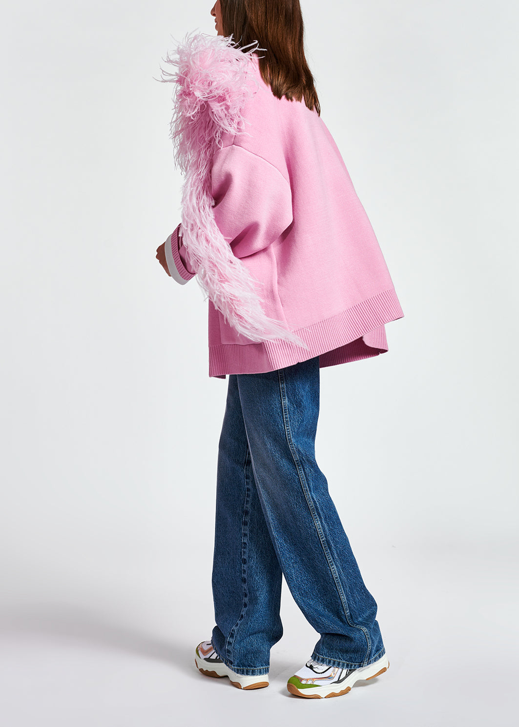 Pink rhinestone-button V-neck cardigan RE—SSENTIEL | Essentiel second hand