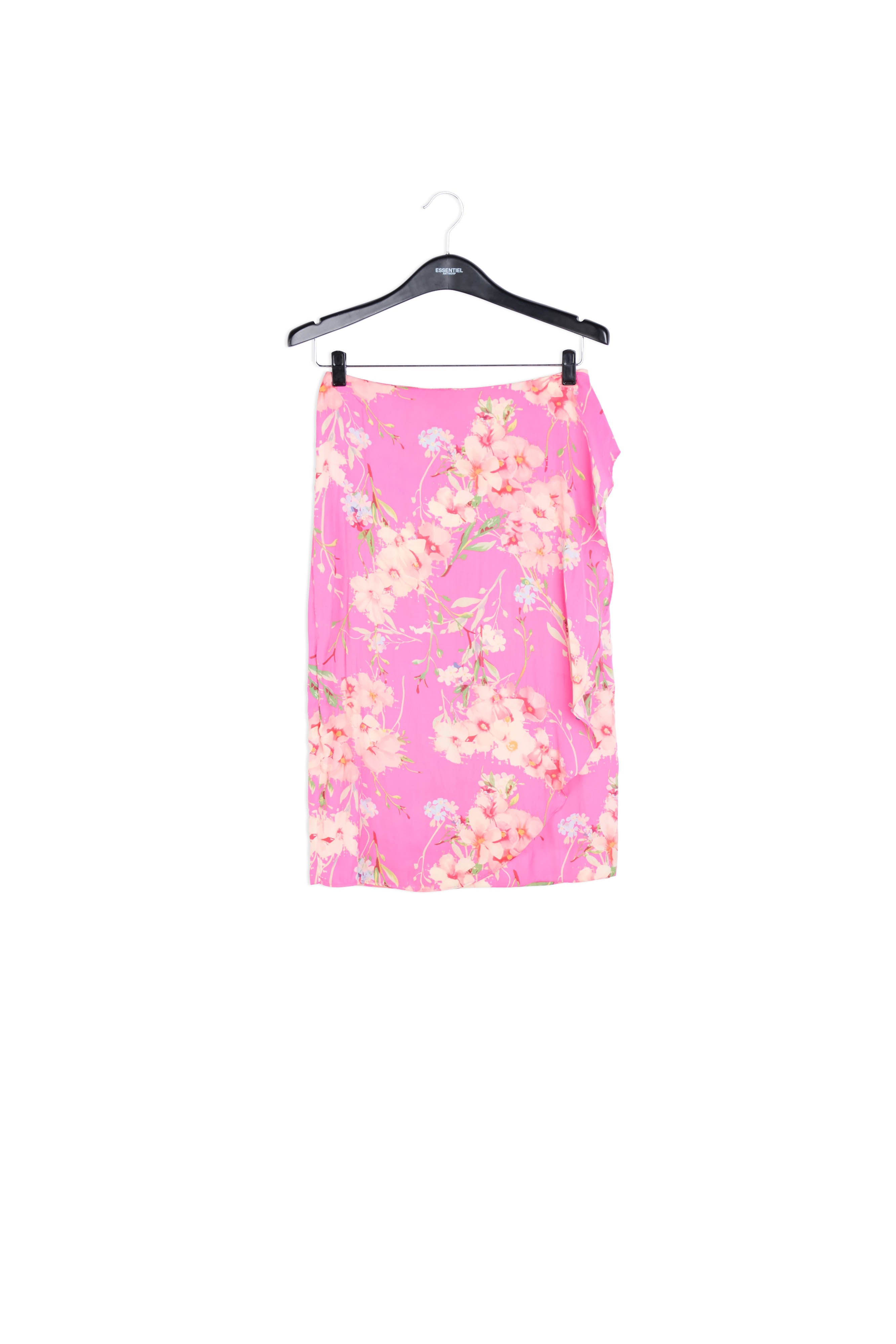 Pink floral skirt with swishy platted panel RE—SSENTIEL | Essentiel second hand