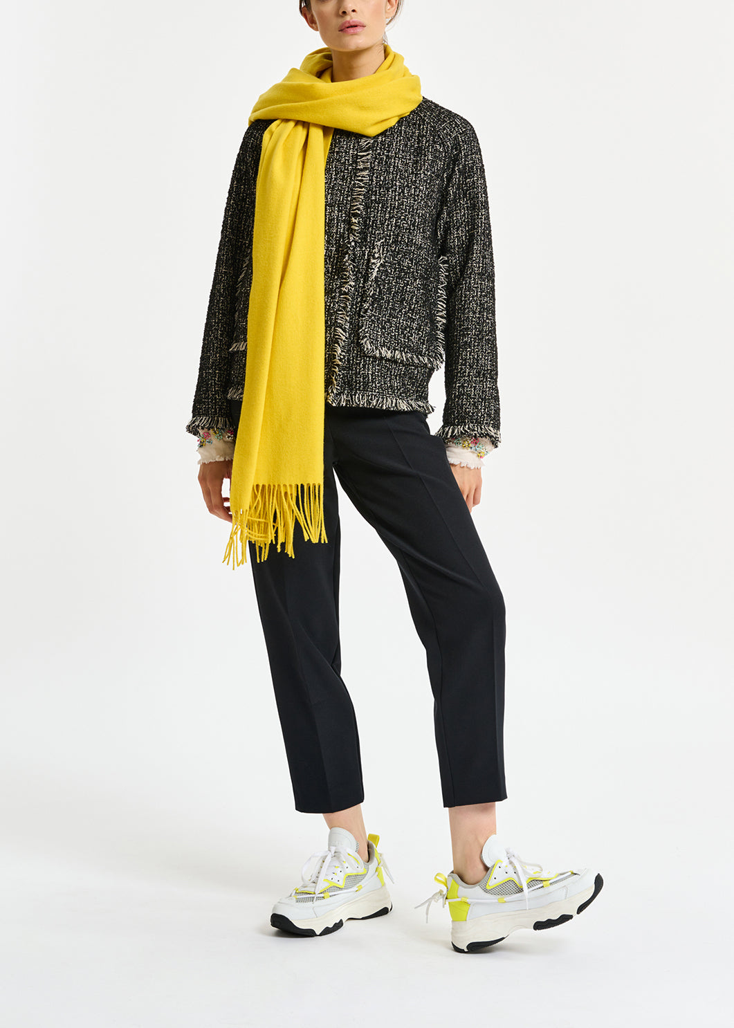 Yellow oversized wool scarf RE—SSENTIEL | Essentiel second hand