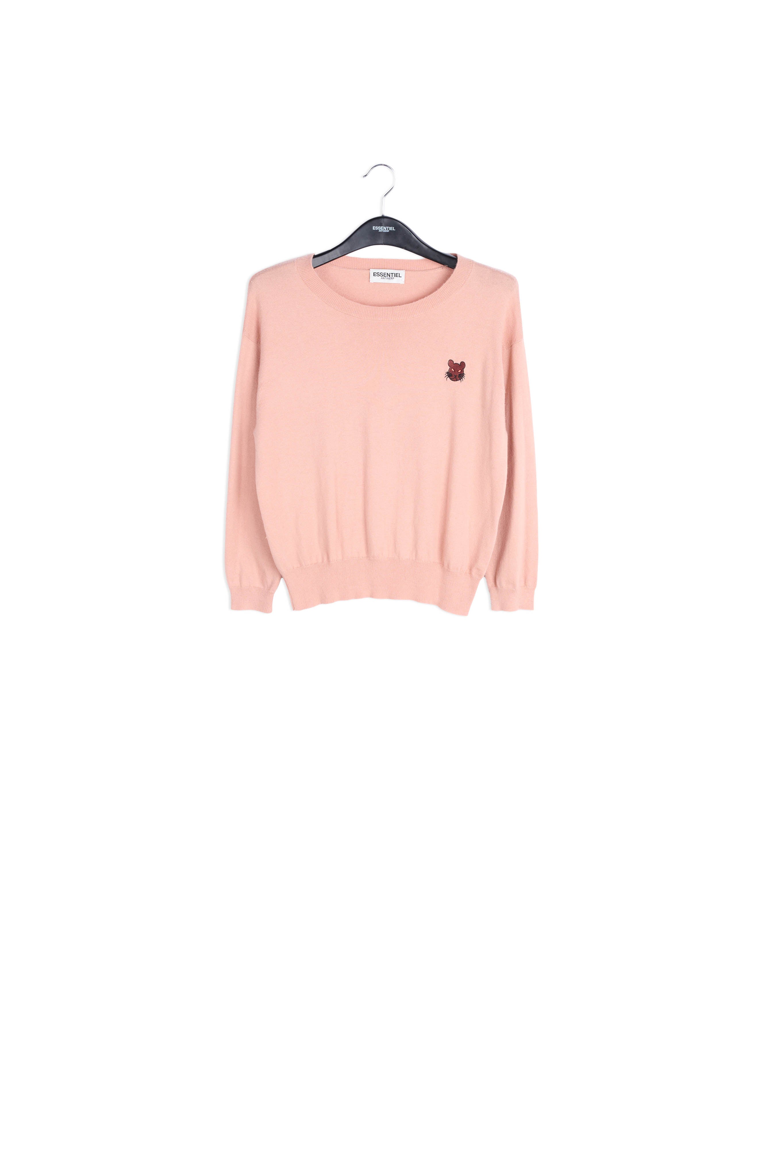 Pull rose avec broderie de chat RE—SSENTIEL | Essentiel second hand
