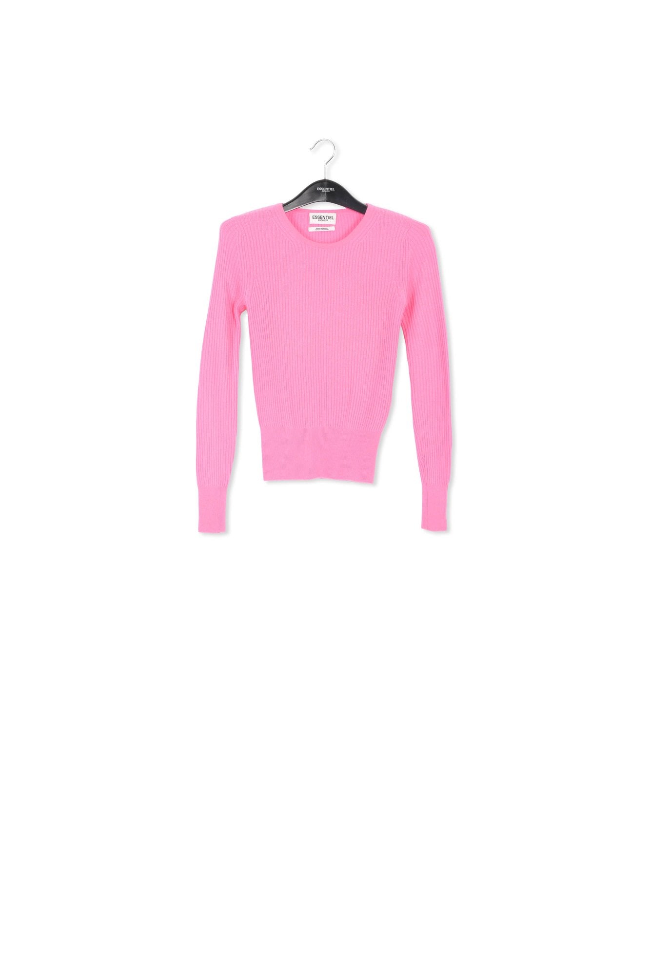 Pull en mérinos et cachemire rose en côtes RE—SSENTIEL | Essentiel second hand