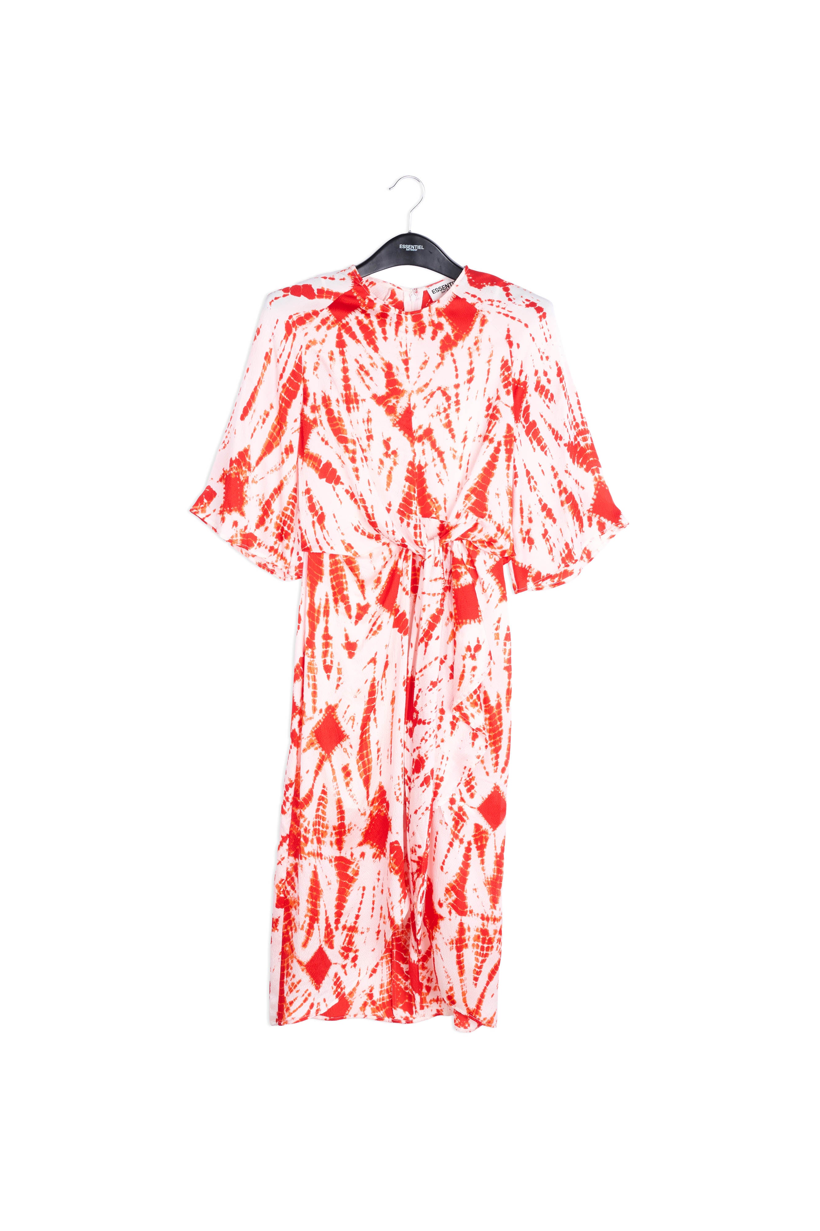 Off-white and green tie-dyed silk midi dress RE—SSENTIEL | Essentiel second hand