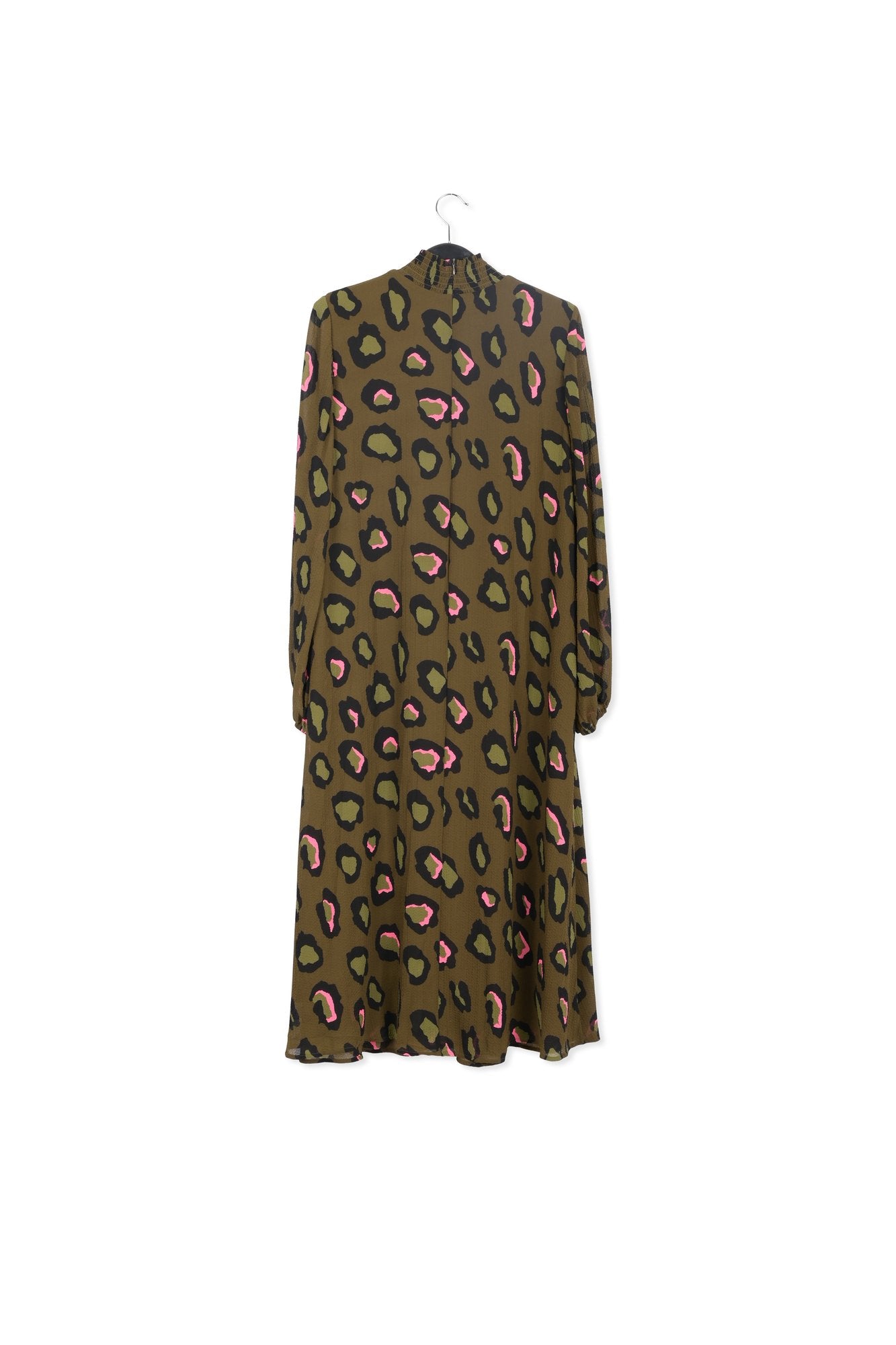 Khaki leopard-print midi-length dress RE—SSENTIEL | Essentiel second hand