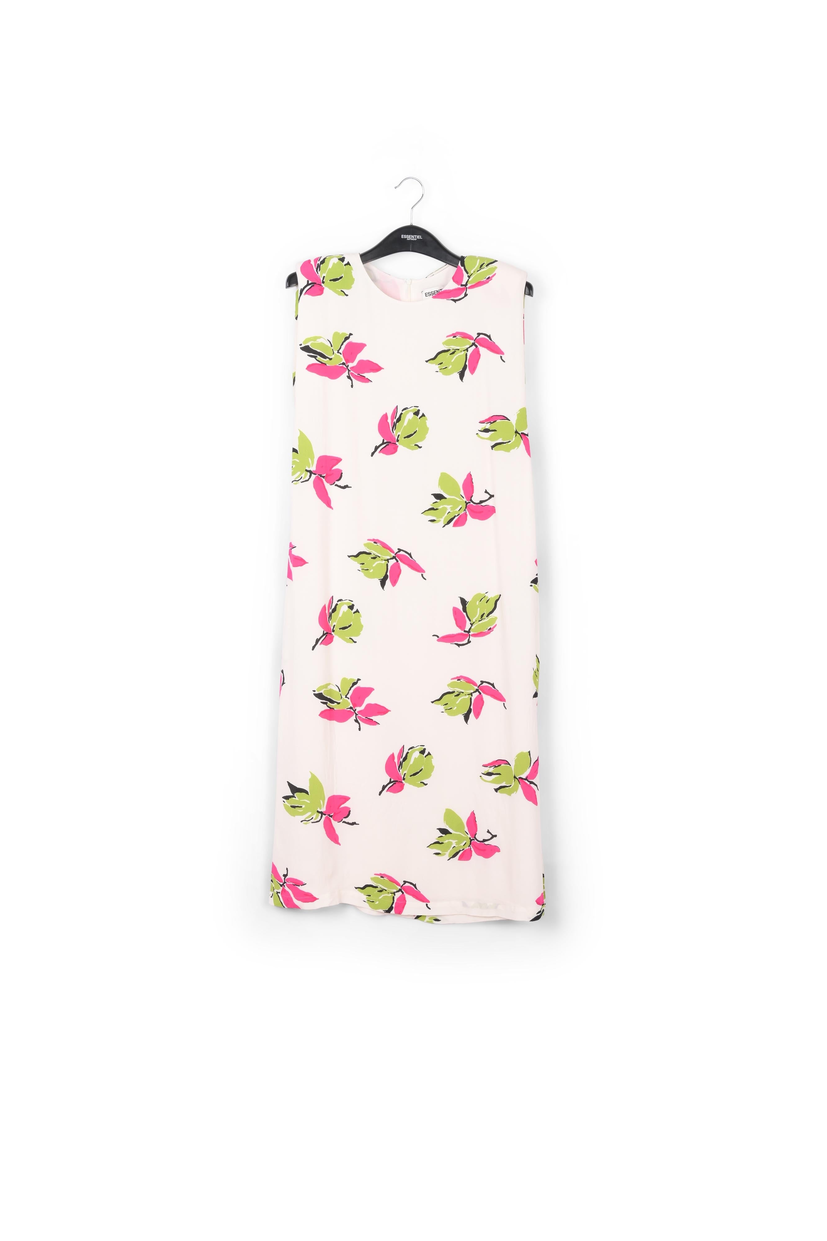 Robe midi blanc cassé à fleurs avec épaulettes RE—SSENTIEL | Essentiel second hand