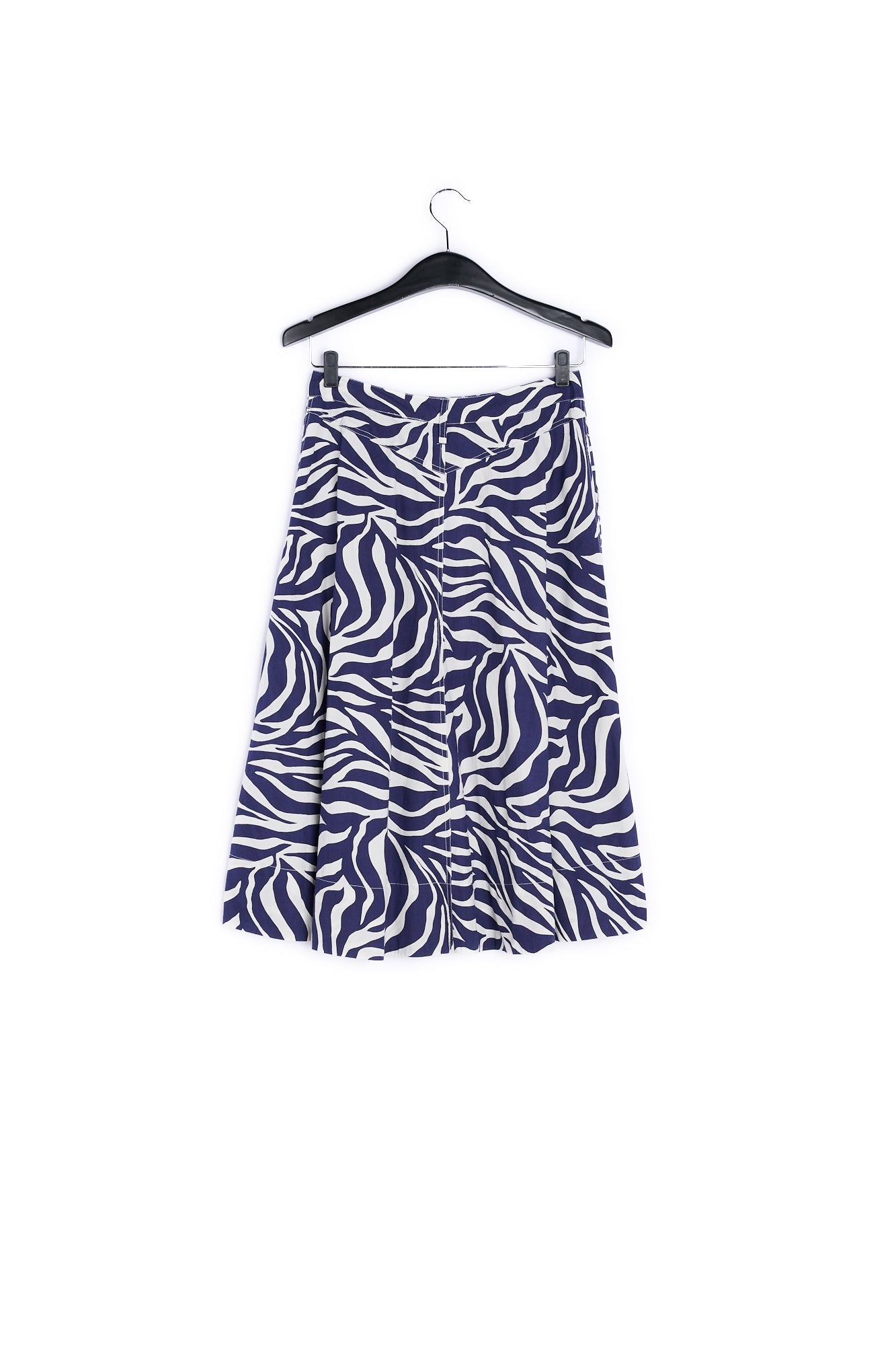 Off-white and navy blue zebra-print cotton midi skirt RE—SSENTIEL | Essentiel second hand