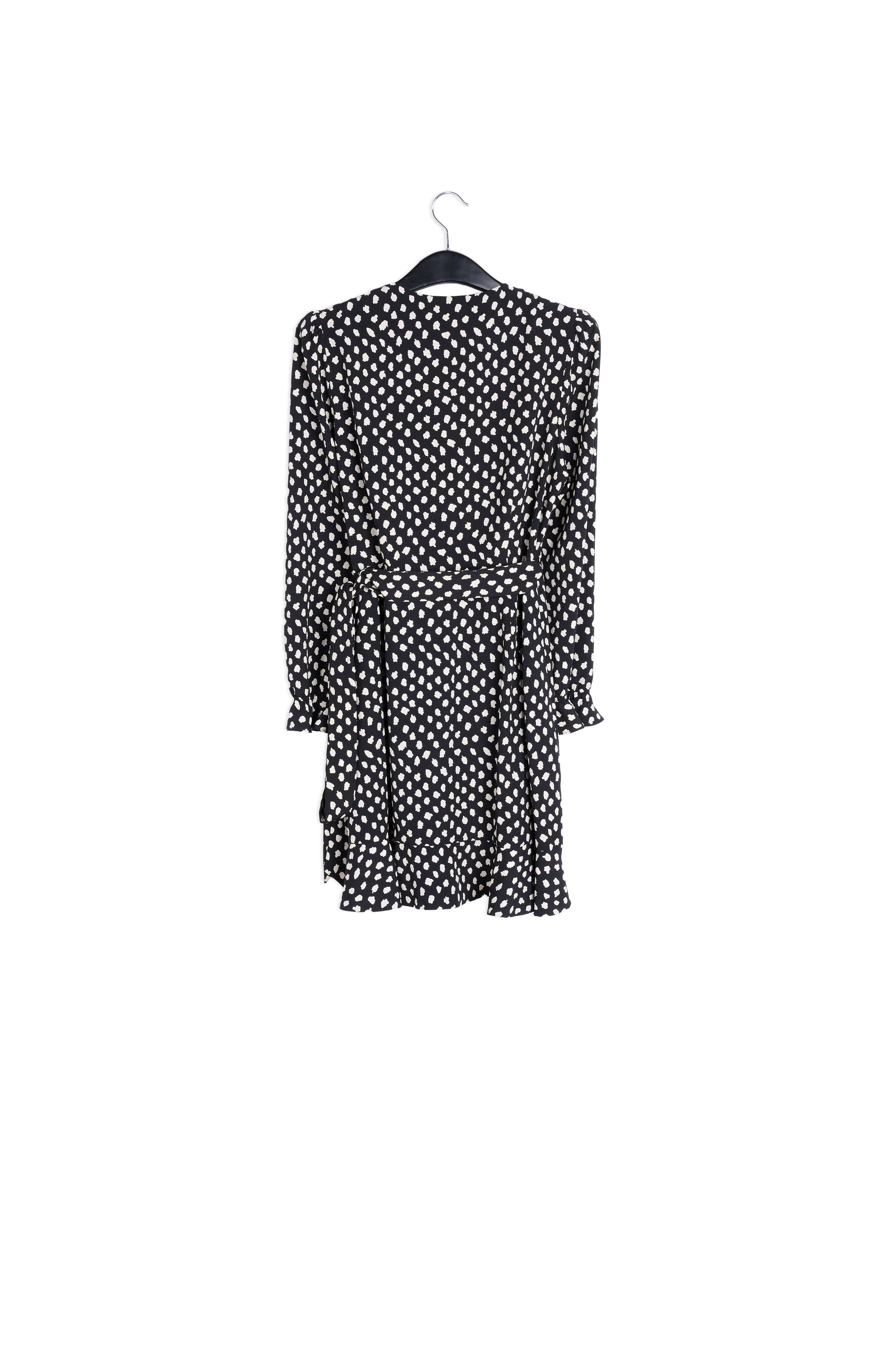 Black polka dot wrap mini dress RE—SSENTIEL | Essentiel second hand
