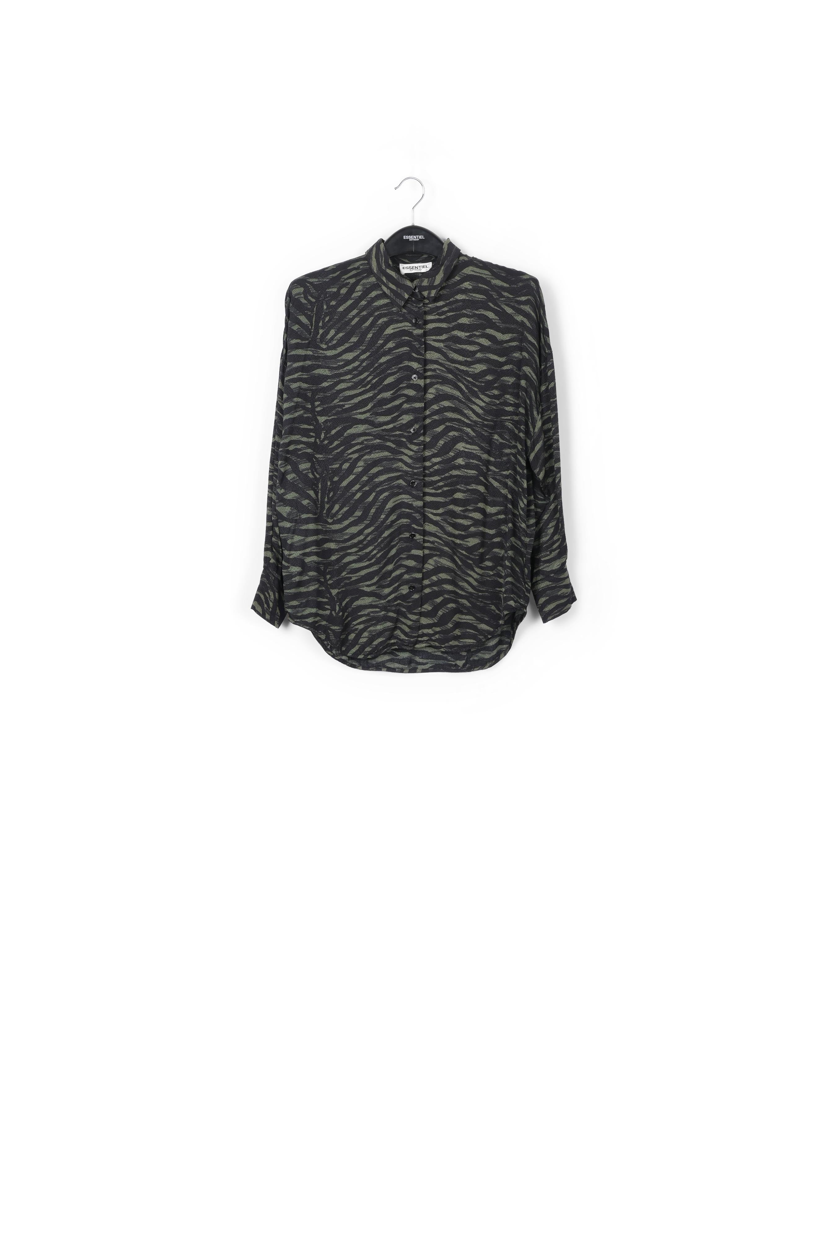 Chemise oversize zébrée verte et noire RE—SSENTIEL | Essentiel second hand