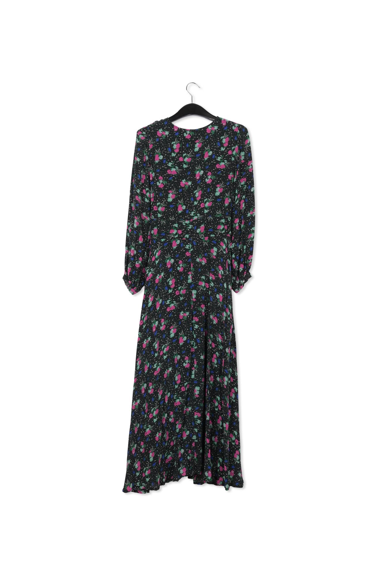 Black floral-print wrap maxi dress RE—SSENTIEL | Essentiel second hand