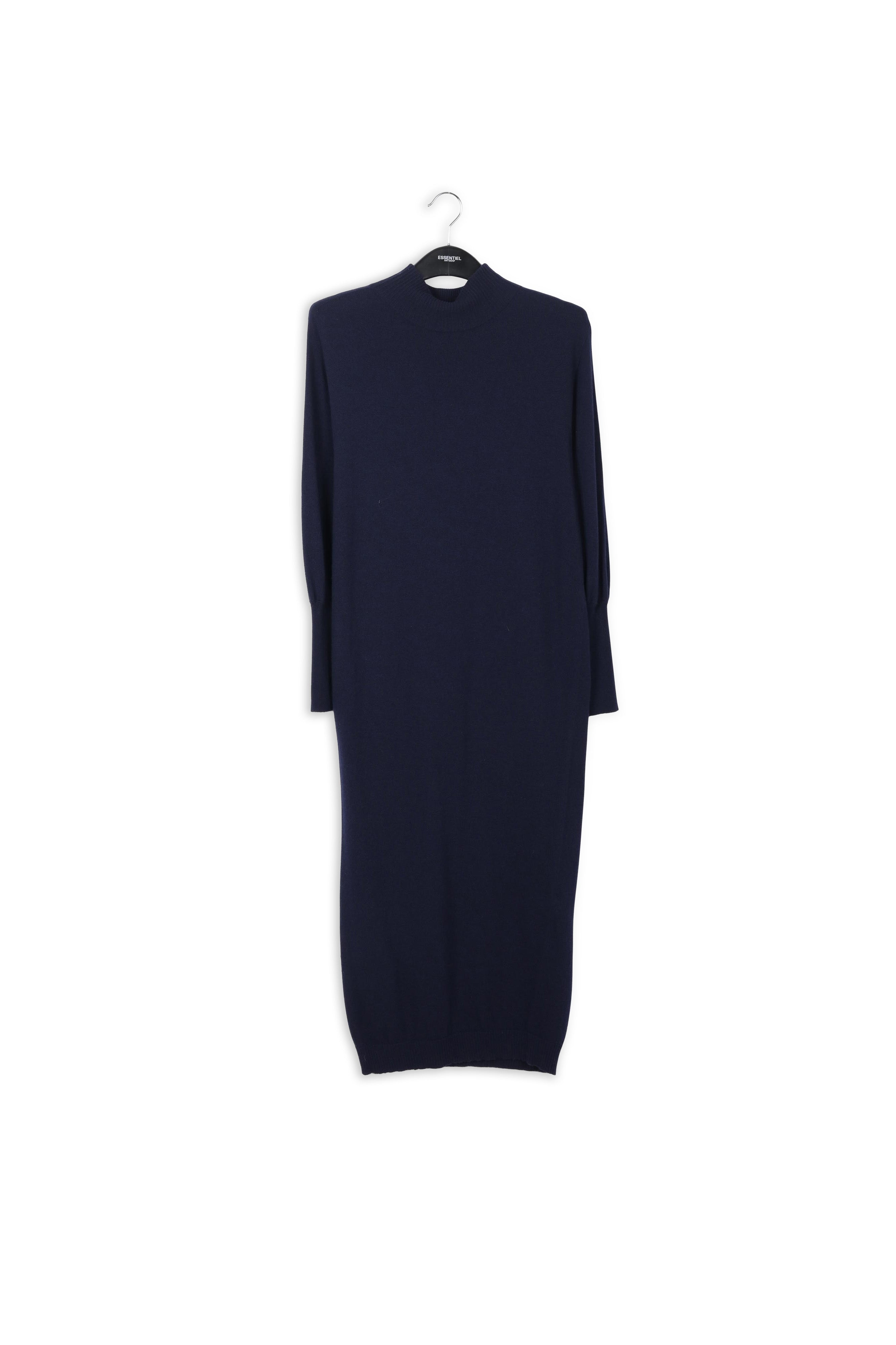 Dark blue midi-length merino wool blend knit dress RE—SSENTIEL | Essentiel second hand