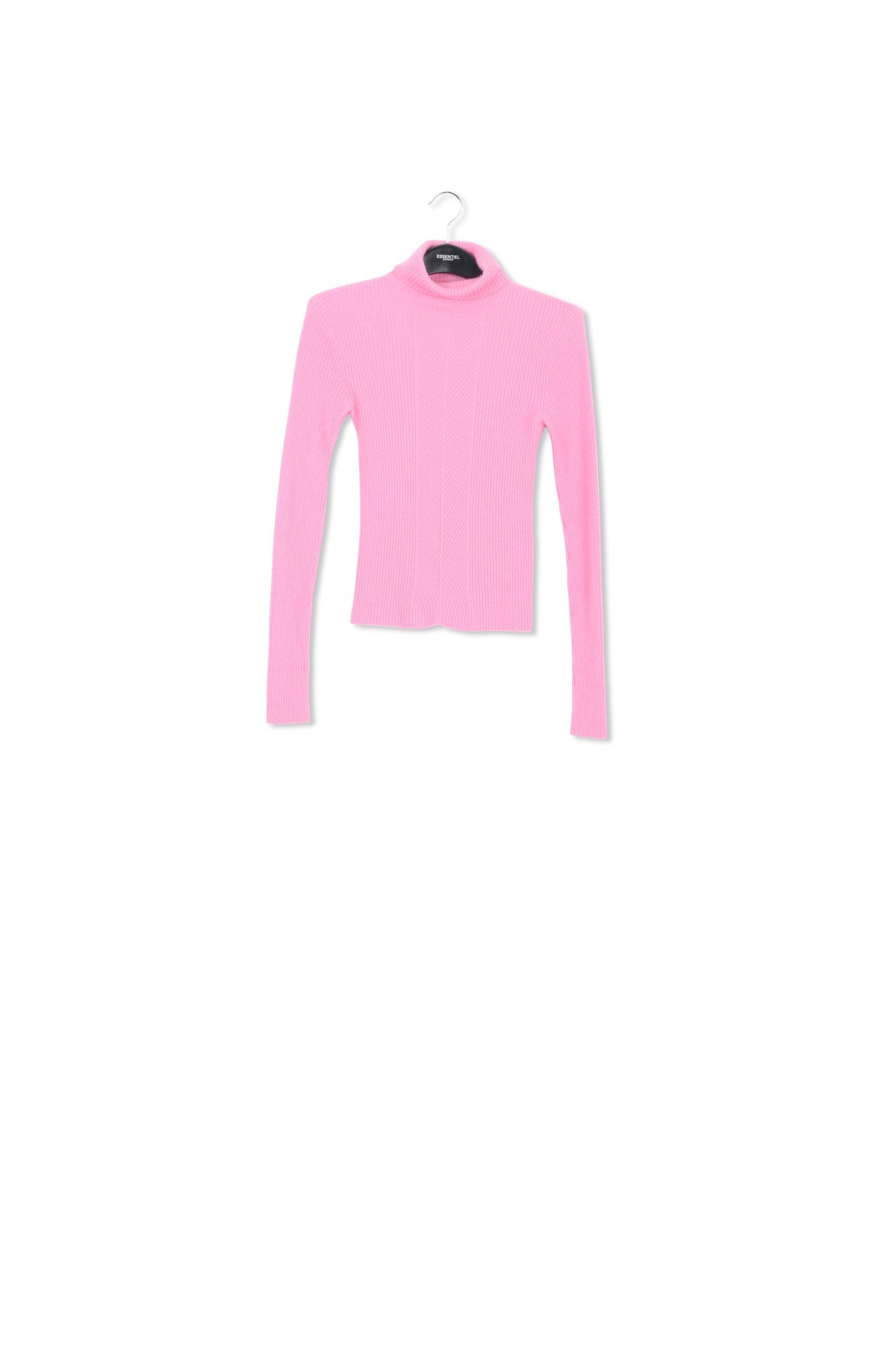 Pink merino wool ribbed turtleneck sweater RE—SSENTIEL | Essentiel second hand