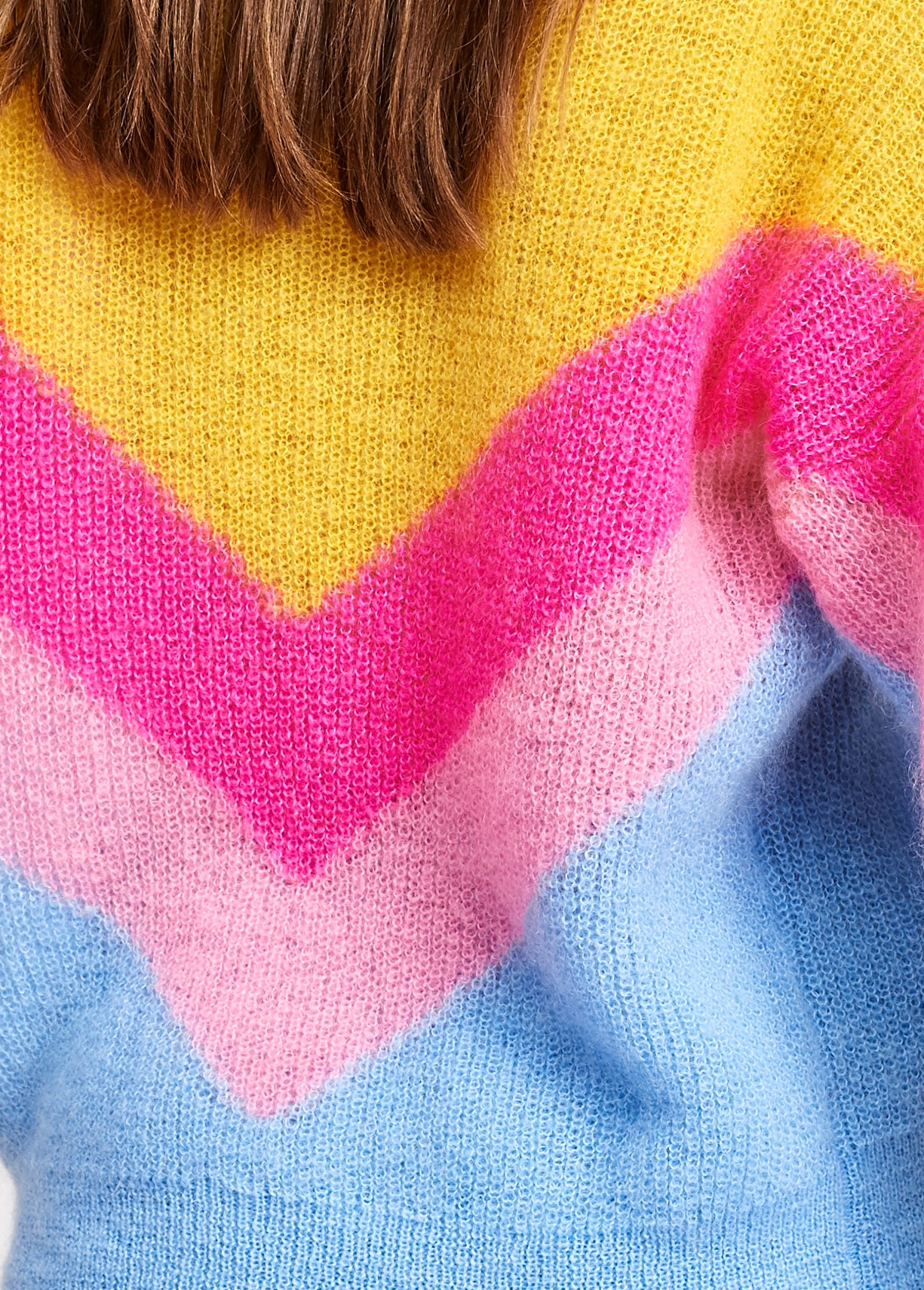 Yellow, pink and blue v pattern sweater RE—SSENTIEL | Essentiel second hand