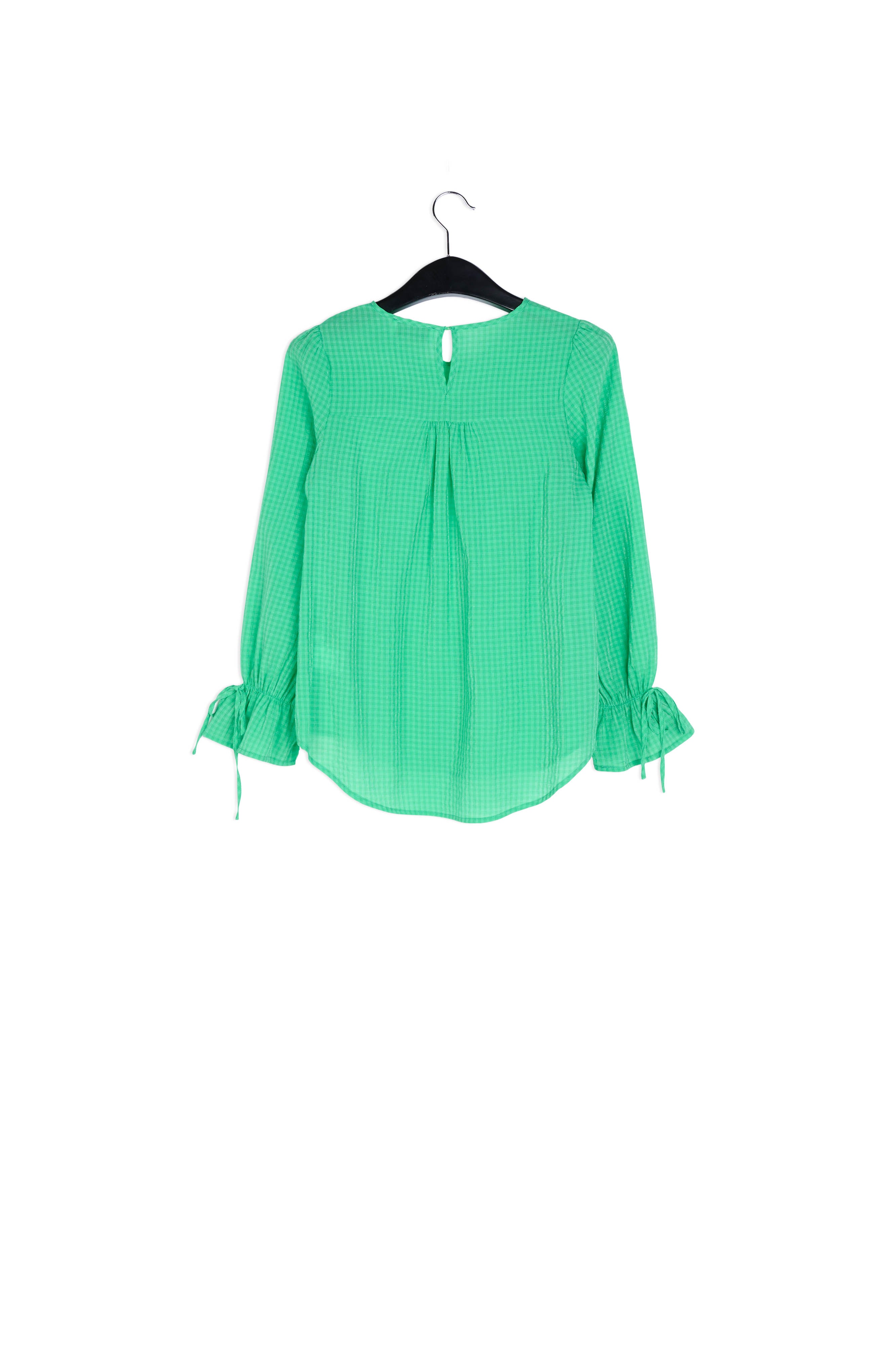 Green top with puffled sleeves and drawstring cuffs RE—SSENTIEL | Essentiel second hand