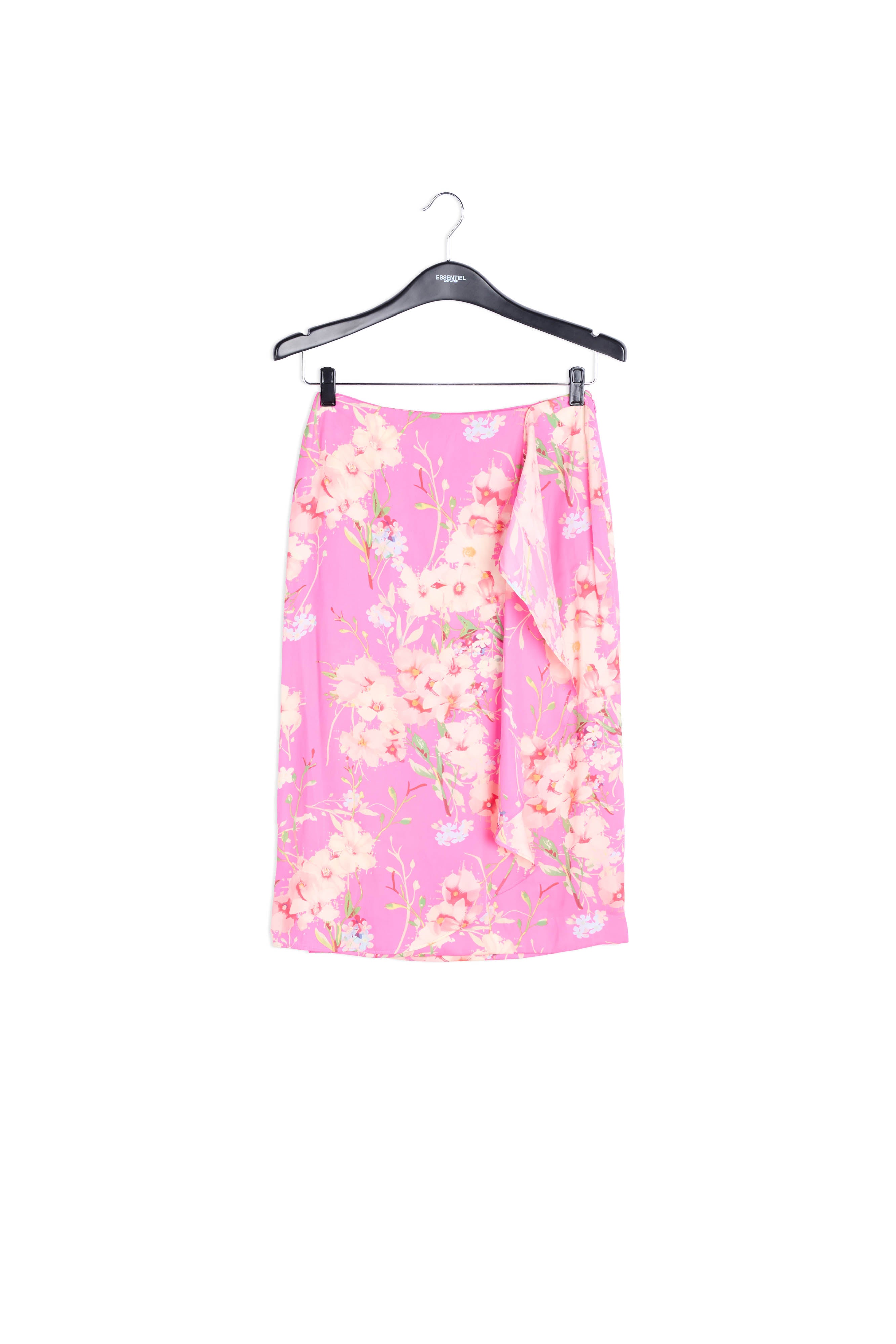 Pink floral skirt with swishy platted panel RE—SSENTIEL | Essentiel second hand