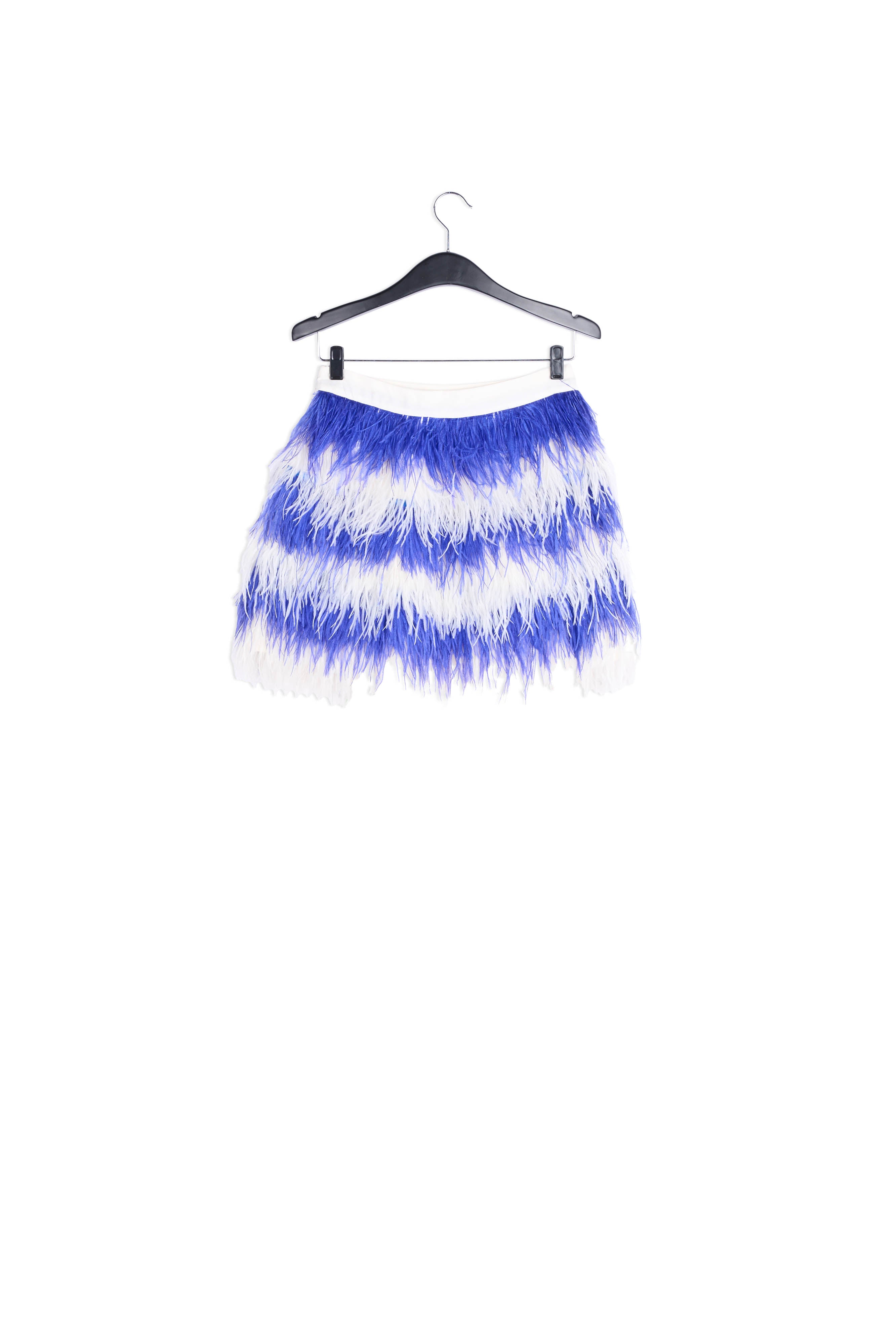 Blue and white feather-embellished mini skirt RE—SSENTIEL | Essentiel second hand
