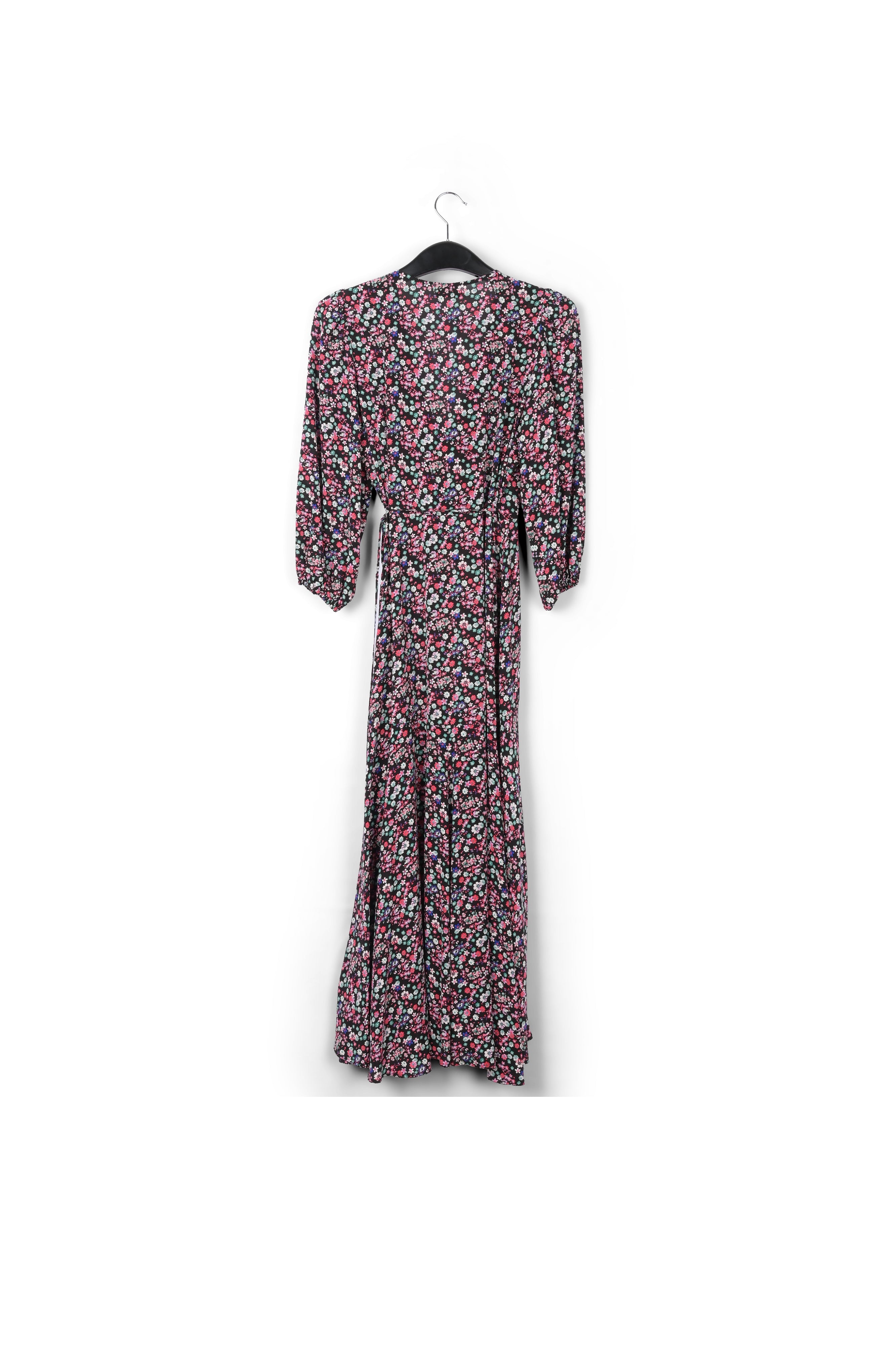 Black floral-print wrap maxi dress RE—SSENTIEL | Essentiel second hand