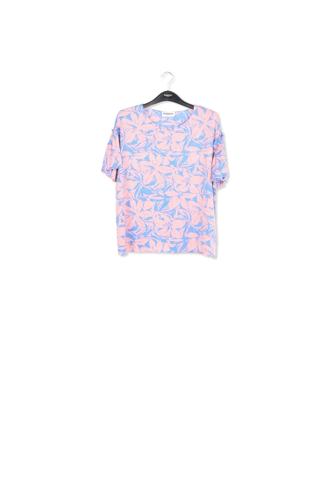 Light pink and floral short-sleeved top RE—SSENTIEL | Essentiel second hand